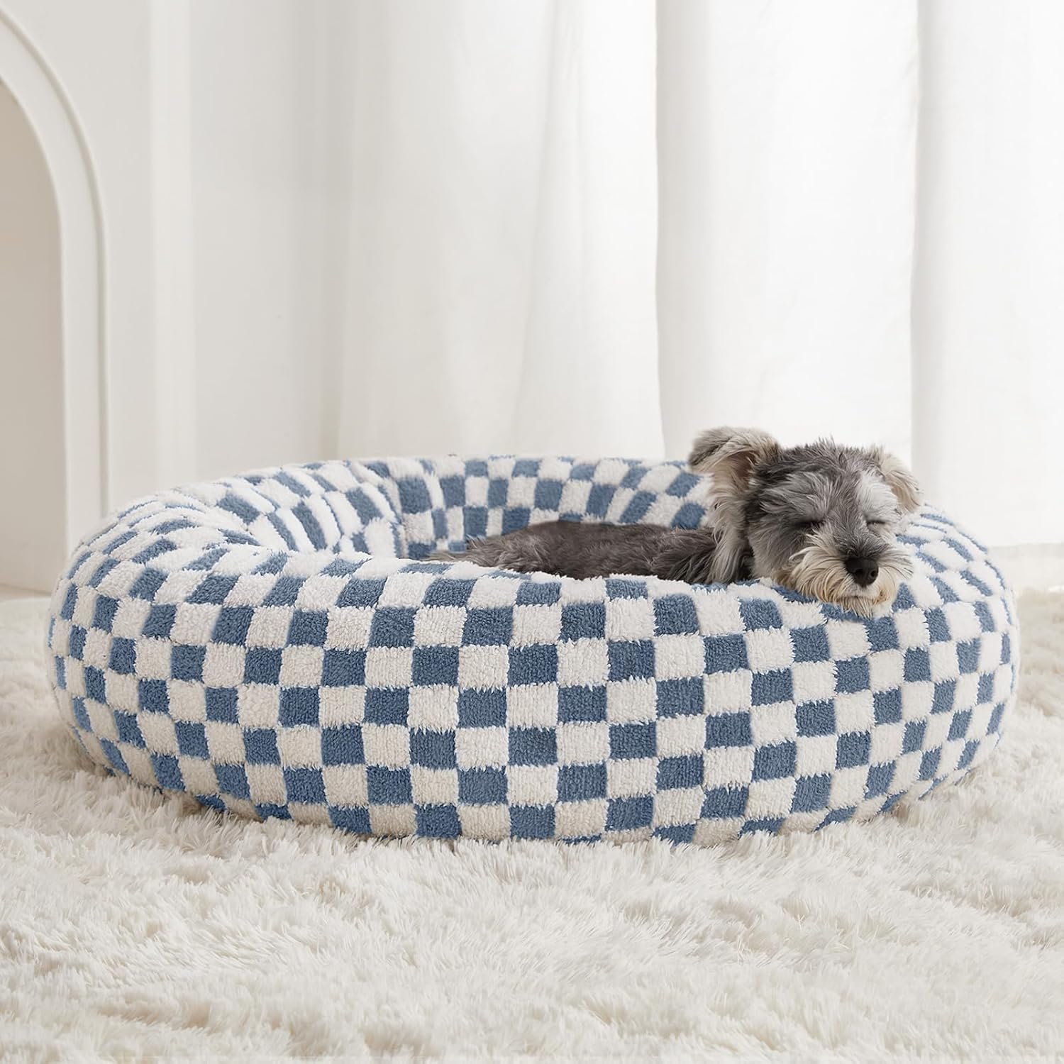 BFPETHOME Donut Dog Beds for Small Dog, round Cat Beds for Indoor Cats, Calming Pet Bed for Puppy and Kitty with Non-Slip Bottom, Cute Fancy Dog Bed Machine Washable Plush Fabric