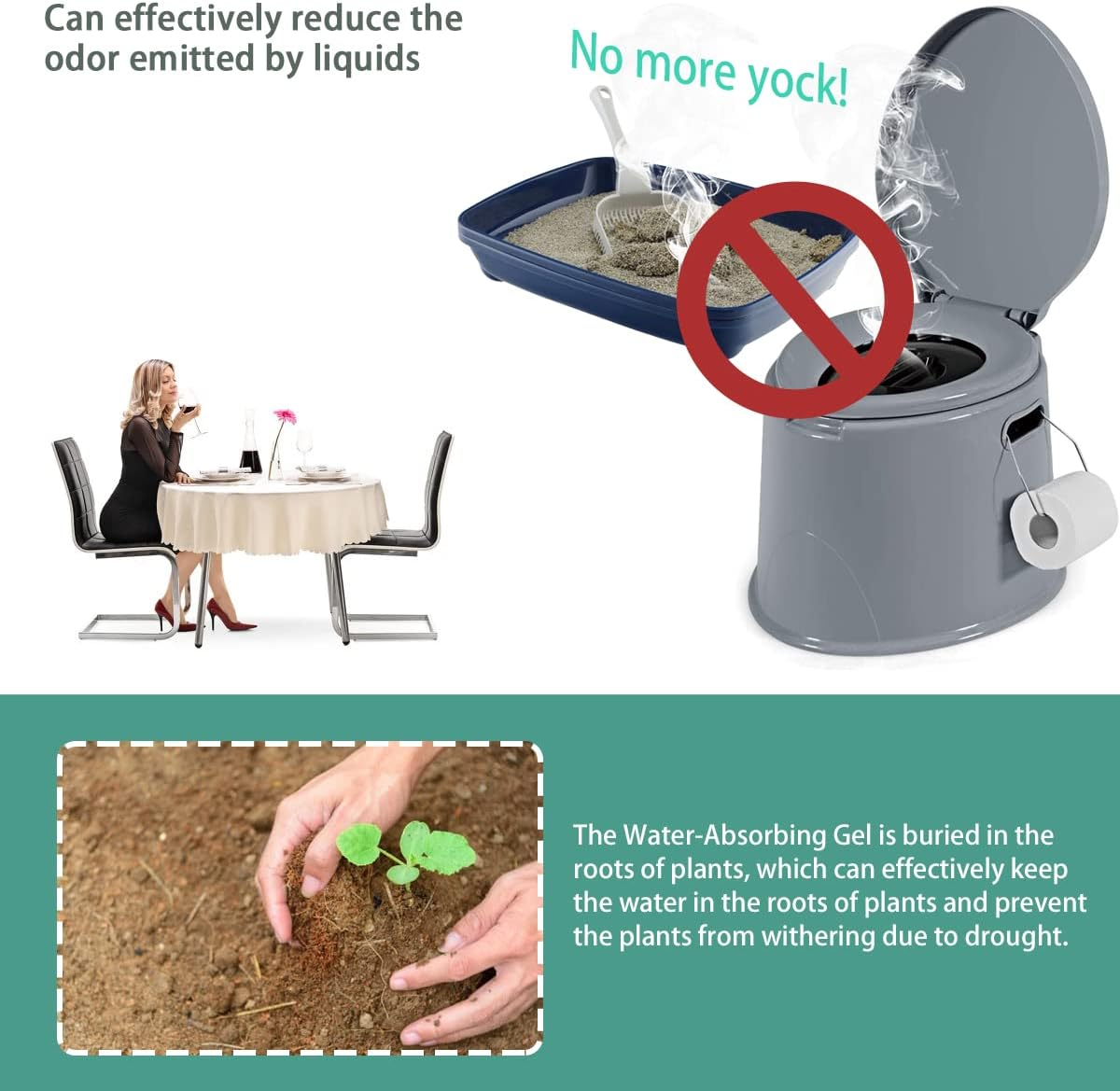 Wenge Urine Super Absorbent Powder, Deodorizer - 2LB - Poo Powder for Portable Toilet, Eco Absorbent Gel Liquid Waste Gelling - for Camping Portable Toilet, Urinals, Bedside Commodes, Pet Potty Etc image number 4