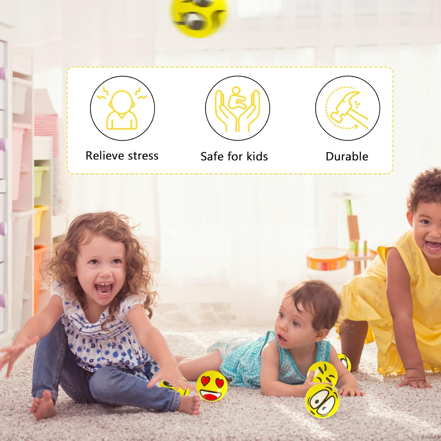 Juuxncgv 30 Pcs Face Stress Balls,2.5" Funny Face Squeeze Balls,Stress Relief Balls for Gifts,Kids,Party Favors,Present Fillers,Coworkers image number 1