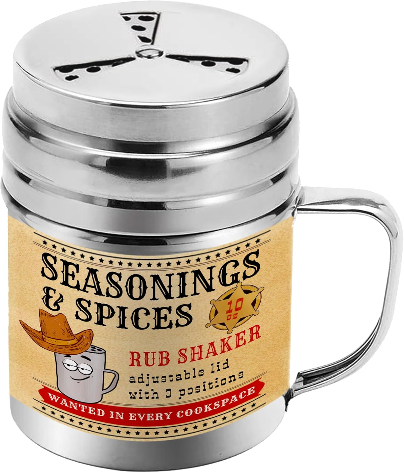 CUSINIUM 10 Oz Seasonings Spice Shaker - BBQ Dry Rub Shaker - Cooking Dredge with Adjustable Fan-Style Lid and Handle image number 3