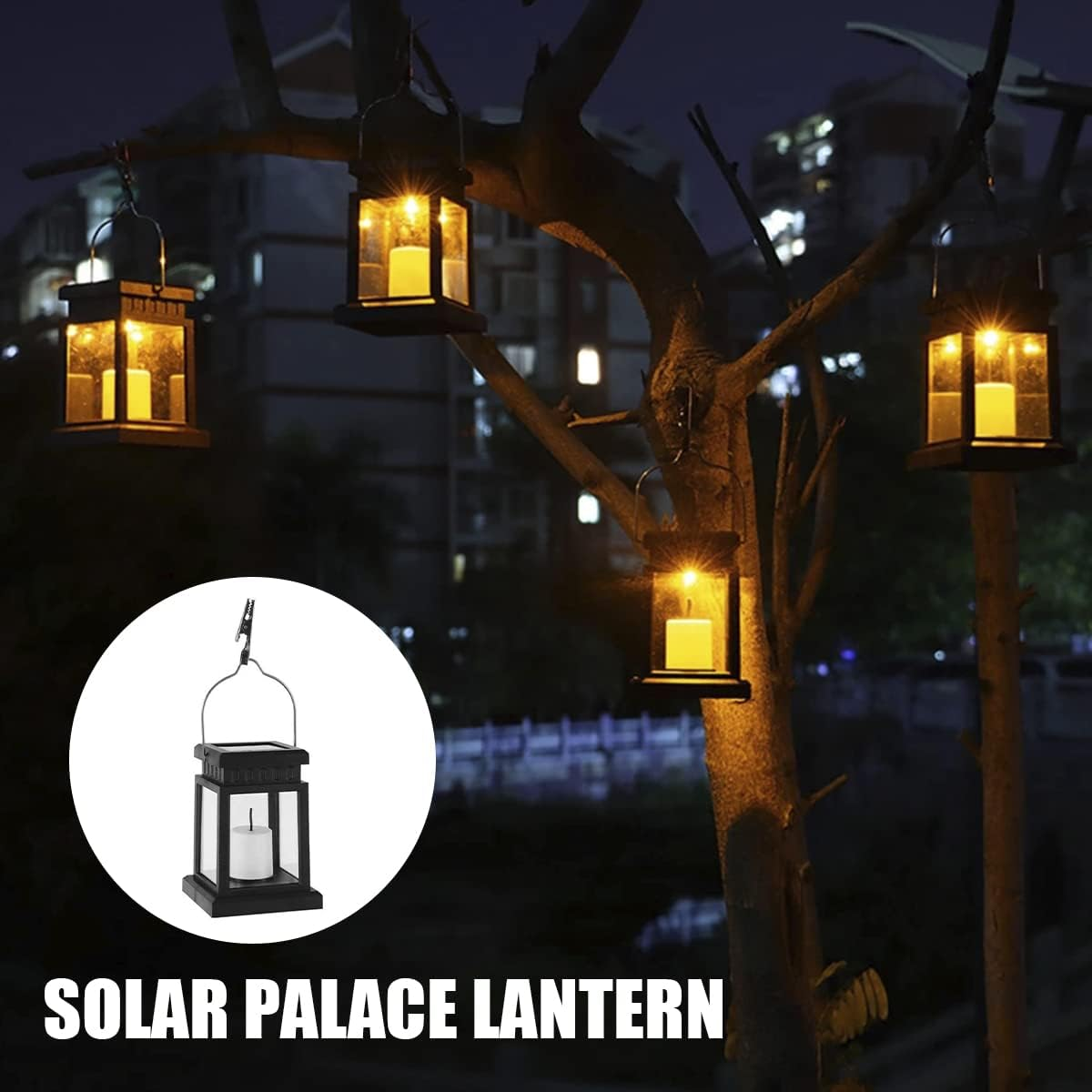 Solar Candle Lantern Outdoor LED Solar Lantern Auto On/Off Solar Landscape Light IP44 Waterproof Hanging Lantern Light for Garden Path Yard Patio Driveway Walkway image number 3