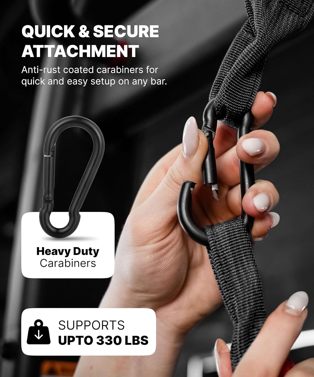 Dmoose Fitness Hanging Ab Straps for Pull up Bar & Core Strength Training - Thick Padded Arm Strap for Ab Swing with 2 Rust-Resistant Carabiners - Pull up Straps for Ab Workouts at Home and Gym