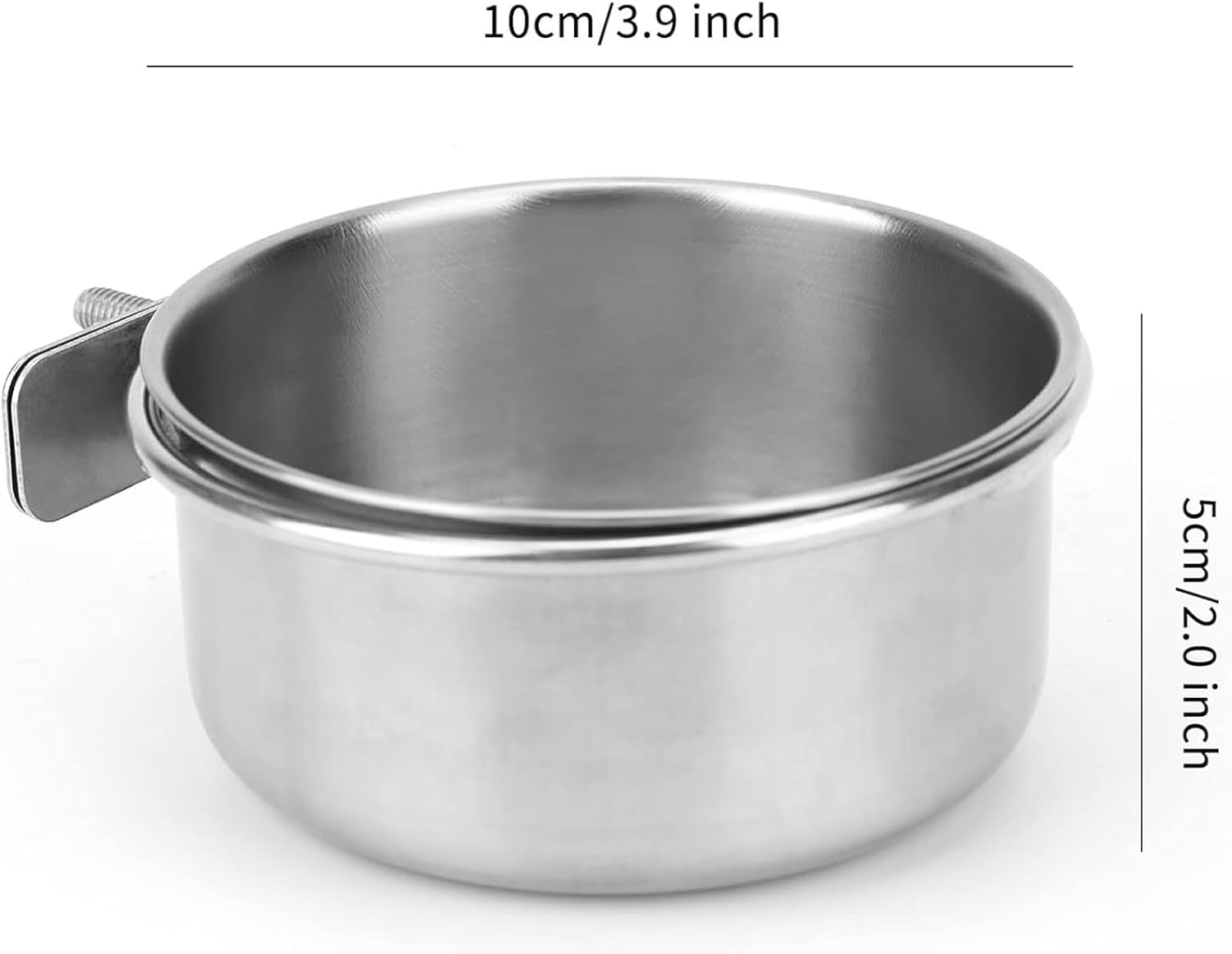 2PCS Stainless Steel Bird Feeding Dish Cups,Detachable Parrot Feeder,Parrot Cage Food Water Feeder Bowls Cage Coop with Clamp Holder,Pet Bowl for Small Animal,Cockatiel,Parakeet,Macaw,Chinchilla image number 3