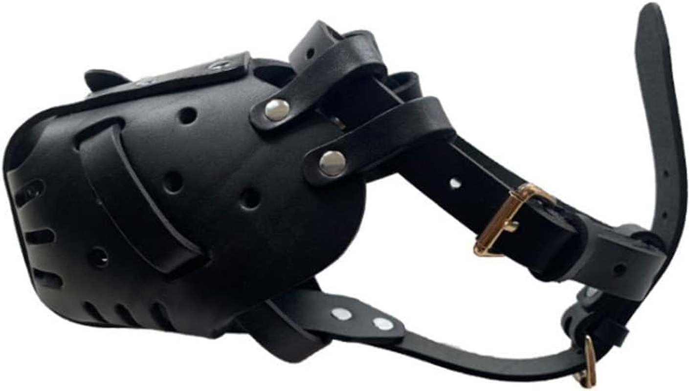 Dog Muzzle Made of Genuine Leather, Pitbull Terrier Secure Basket Dog Muzzle with Adjustable Bite Chewing Barking Training Dog Mask for Medium and Large Dogs image number 4