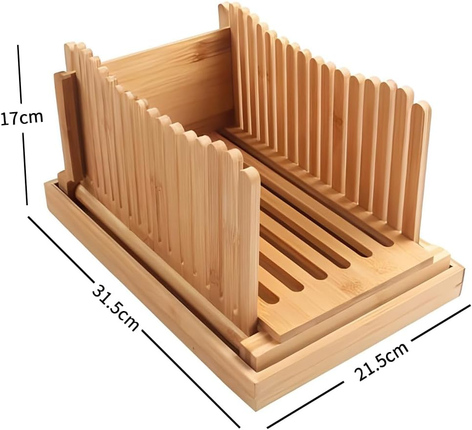 Wooden Bread Slicer, Toast Slice Container, Large Storage Bread Slicer, Folding Bread Cut Board,With Crumb Tray,Compact Cutting Supplies,For Homemade Bread, Bagels, Cakes image number 4