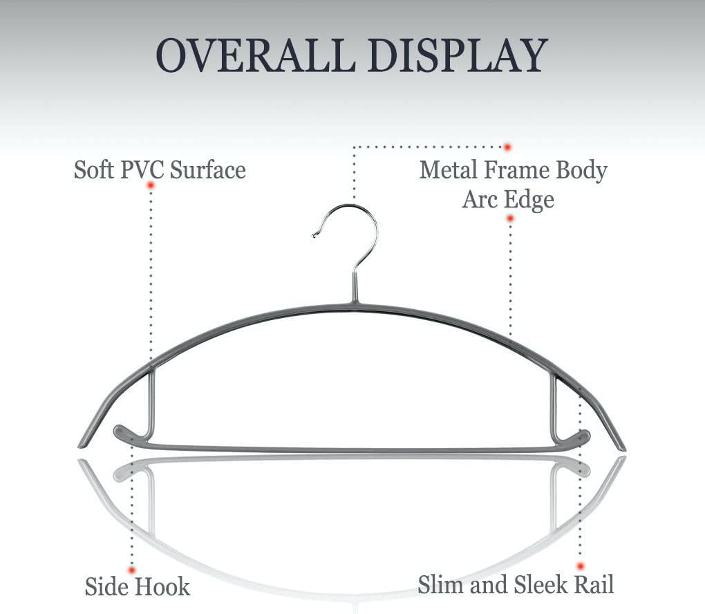 Vivva Clothes Pants Hangers, Coat Hangers Non-Slip Padded Closet Organizer Storage, Pants Hanger, Sweater, Dress, Jacket, No Shoulder Bumps, Not Plastic(Silver Grey, 10Pcs) - Beige image number 6