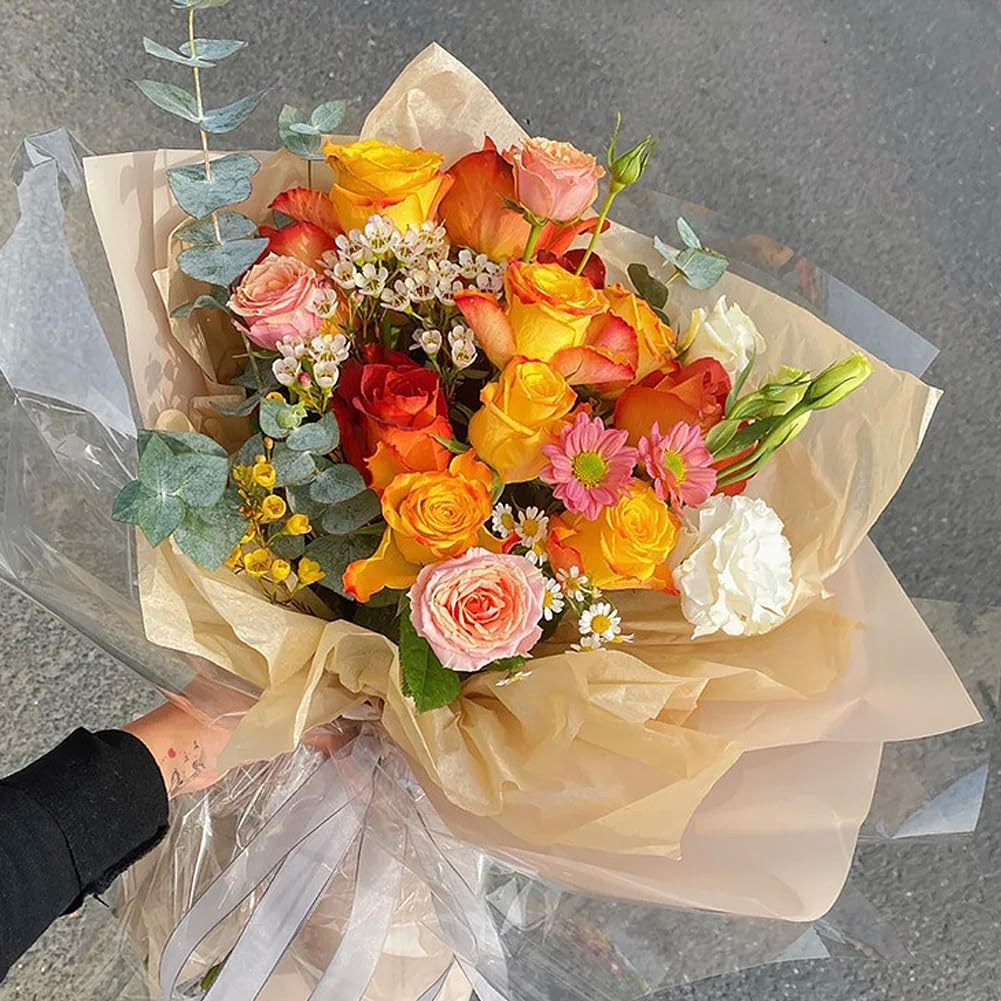 Geli Cellophane Wrap Roll,40Cm X 30M (1.3Ft X 98.5Ft),Wrap Cellophane Bags -Wrapping Paper to Wrap Gift Baskets - Cellophane for Flower Gift Baskets Wrap (Clear) image number 2