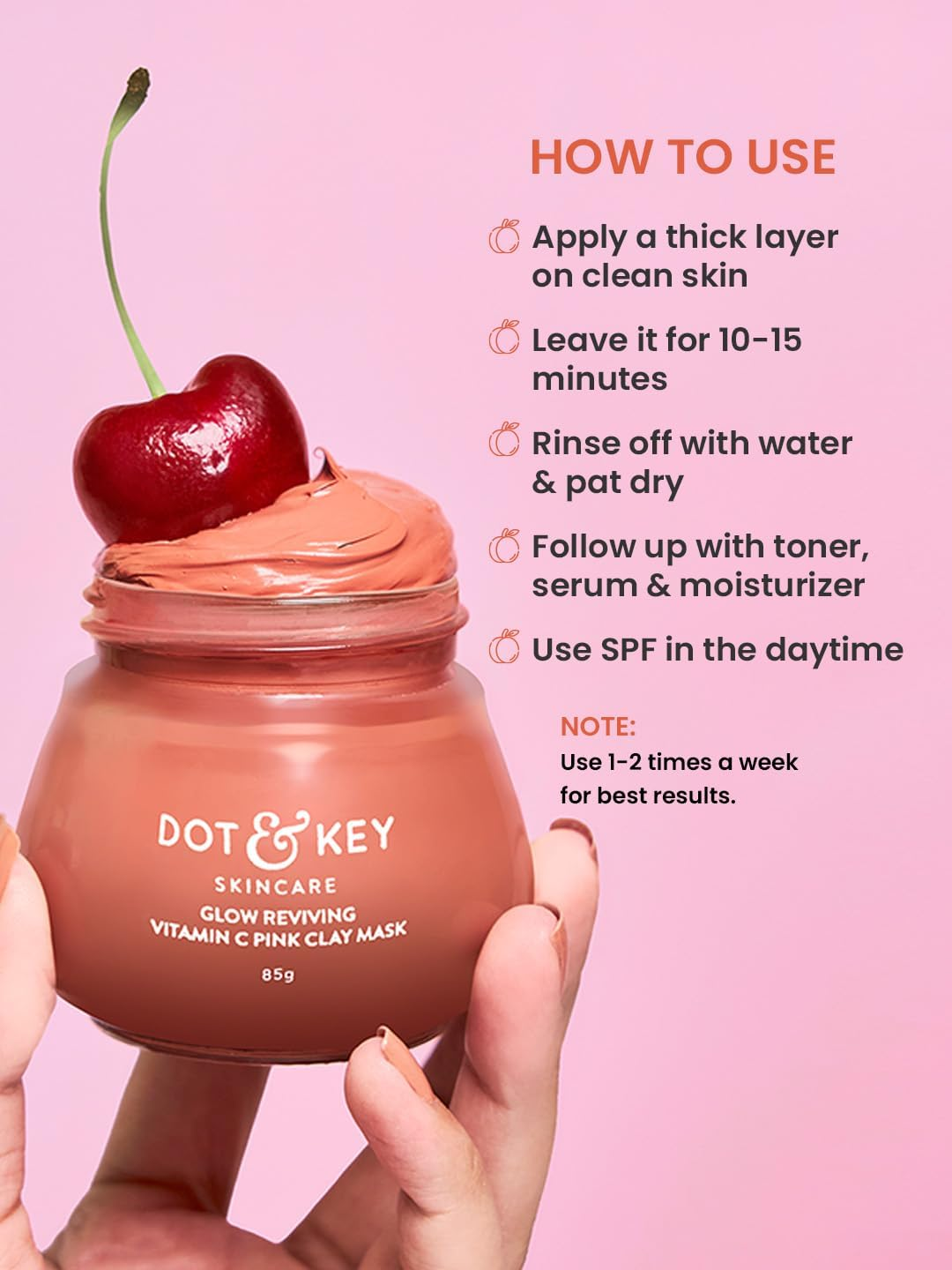 Dot & Key Glow Reviving Vitamin C Pink Clay Mask, 85Gm image number 5