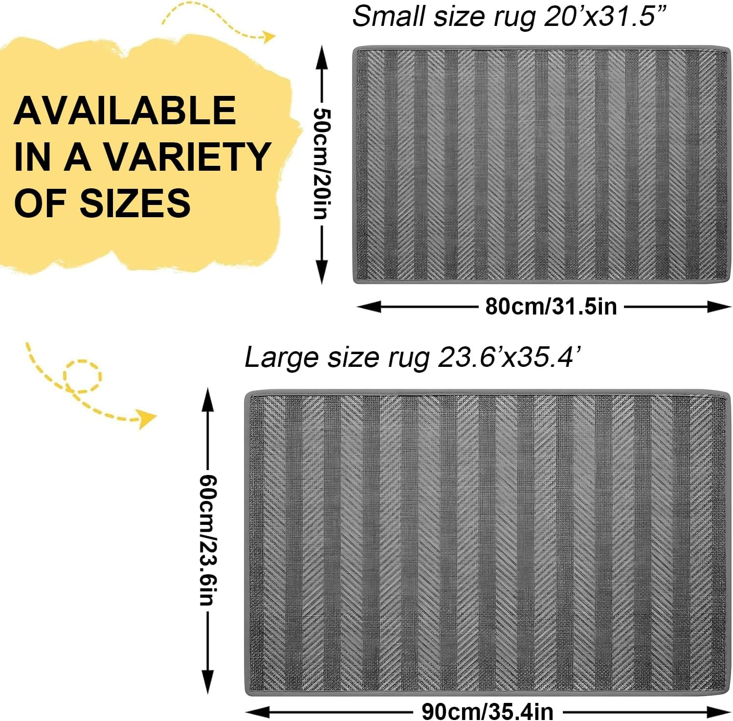 Non-Slip Front Door Mat，60 * 90 Welcome Mats Heavy Duty Durable Low Profile outside Doormat,Washable Absorbent Low-Profile inside Mat Entry Mat Entry Rug Door Mat Indoor Entrance(Grey) image number 6