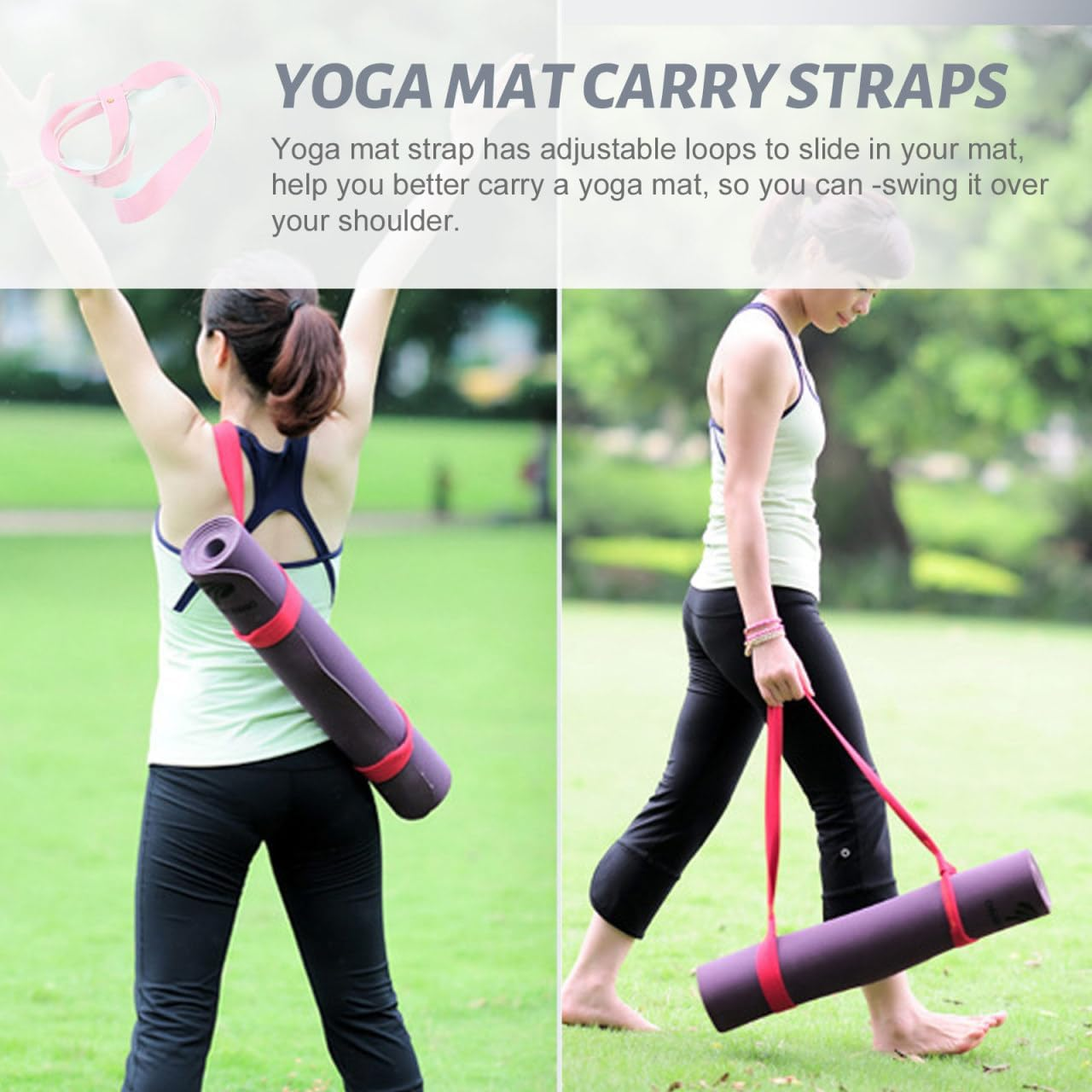 BESPORTBLE Yoga Mat Strap Adjustable Cotton Carrier Sling for Yoga Mat Stretching and Physical Therapy Fitness Accessory Lightweight and Portable image number 6