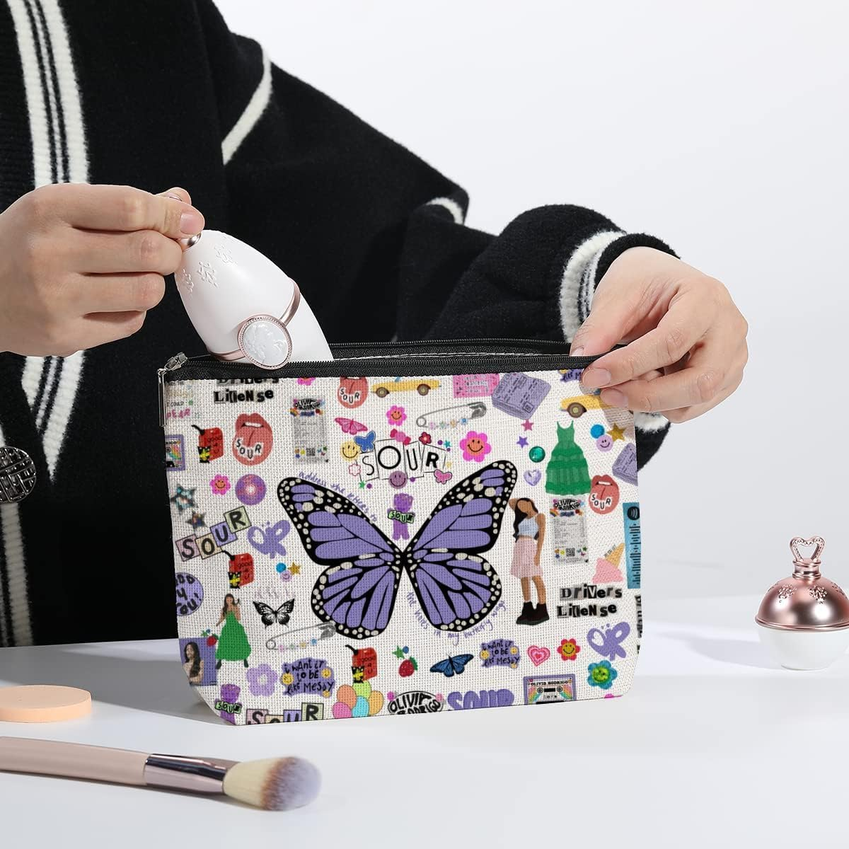 Singer Merch Makeup Bag, Music Lovers Gifts for Women, Olivi Merchandise, Birthday Gifts for or Fans, Travel Toiletry Cosmetic Organizer Zipper Pouch, 02