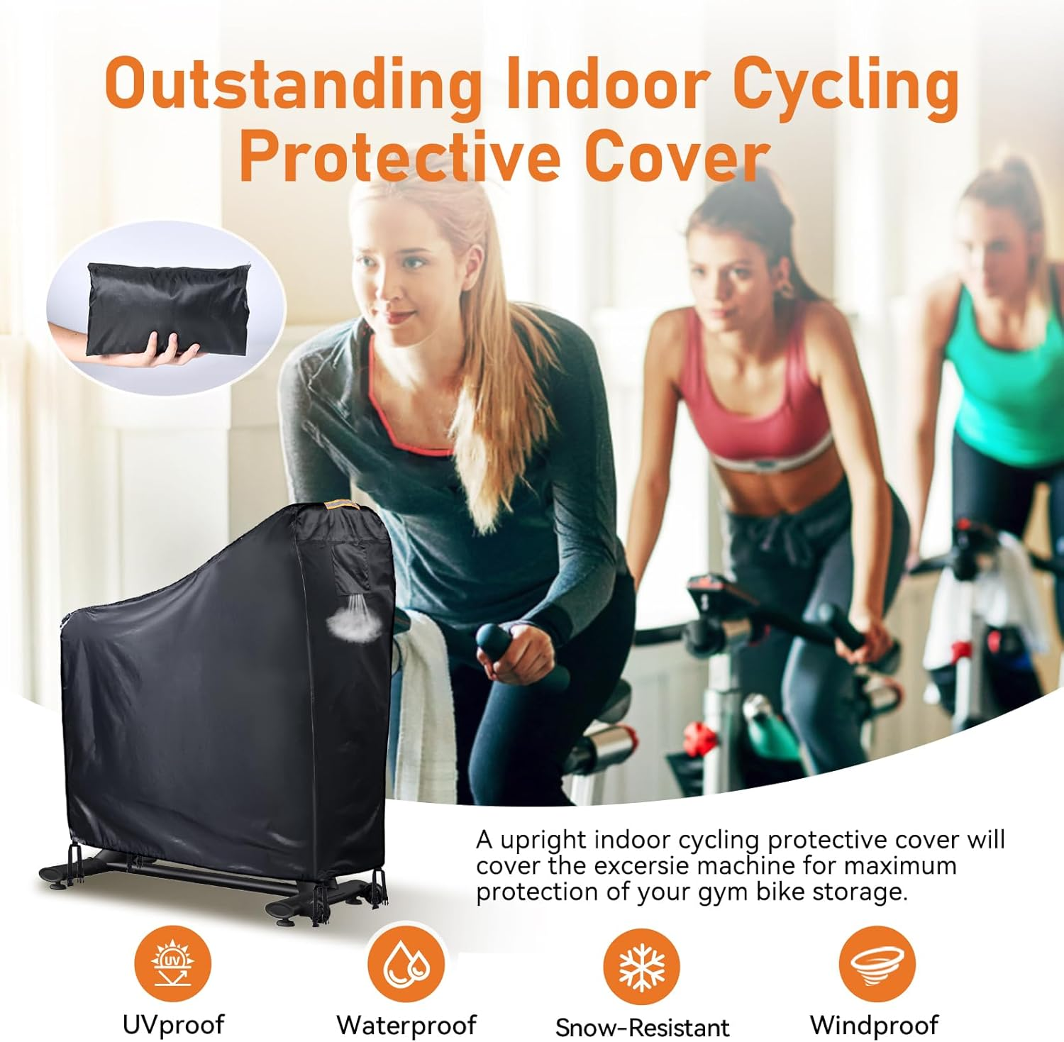 Exercise Bike Cover, Waterproof, 420D Oxford Spinning Bike, Indoor Dustproof Protective Cover, Uv-Resistant, Universal Exercise Bike Protective Cover with Waterproof Strips and Ventilation Opening image number 1
