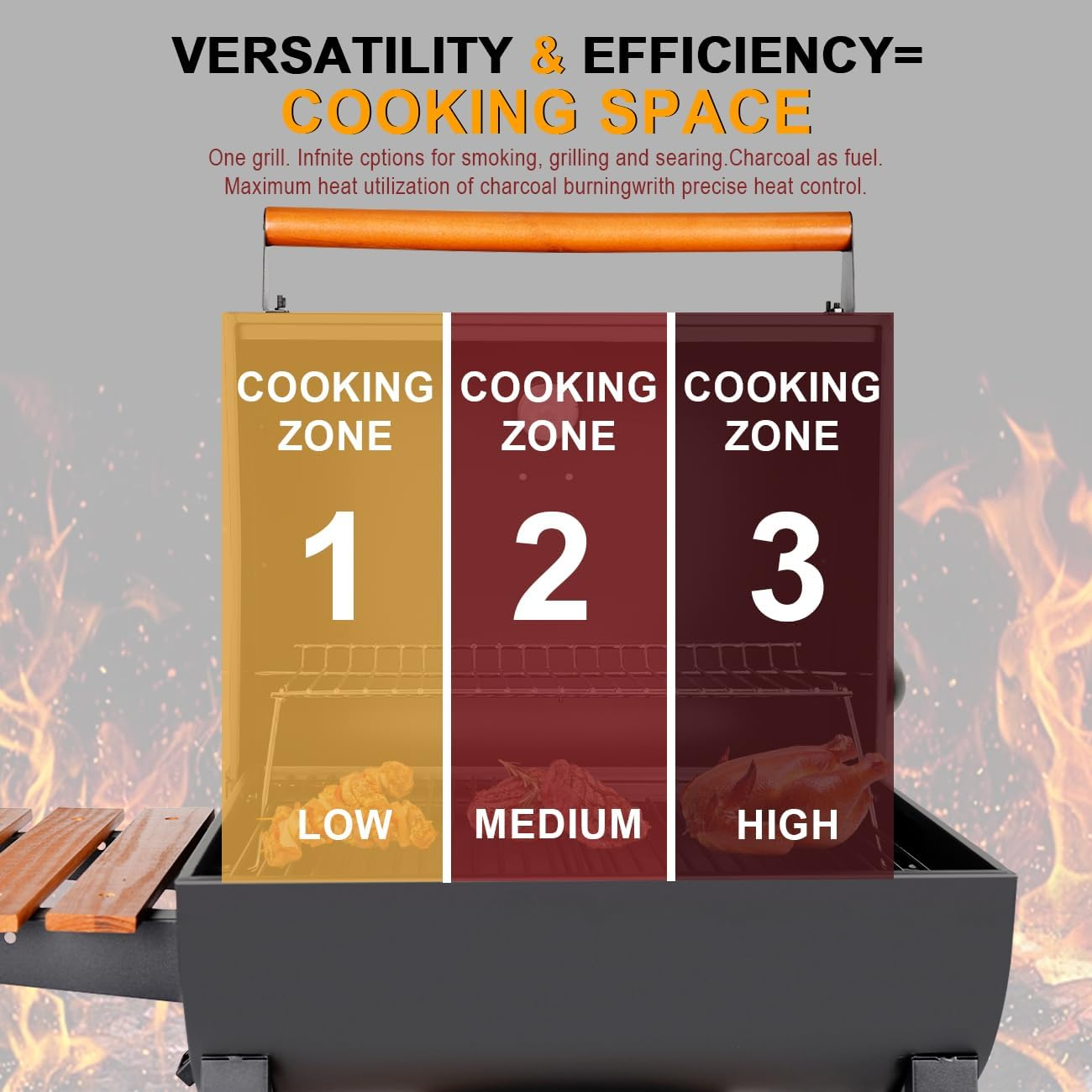 Charcoal Barrel Grill: Charcoal Grill with Storage for Camping, Picnic, Courtyard Party (Middle) image number 3
