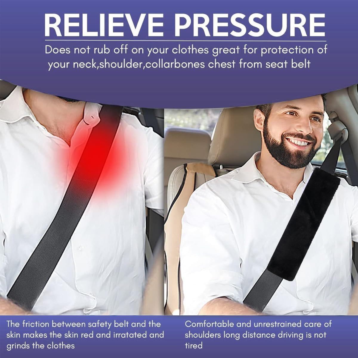 AIMALL 2 PCS Soft Faux Polyester Car Seat Belt Shoulder Pads, Winter Harness Protector Cover, 9.45 X 2.76 Inches, Available in Pink, Black, White, Milk Tea, Grey - Grey image number 6