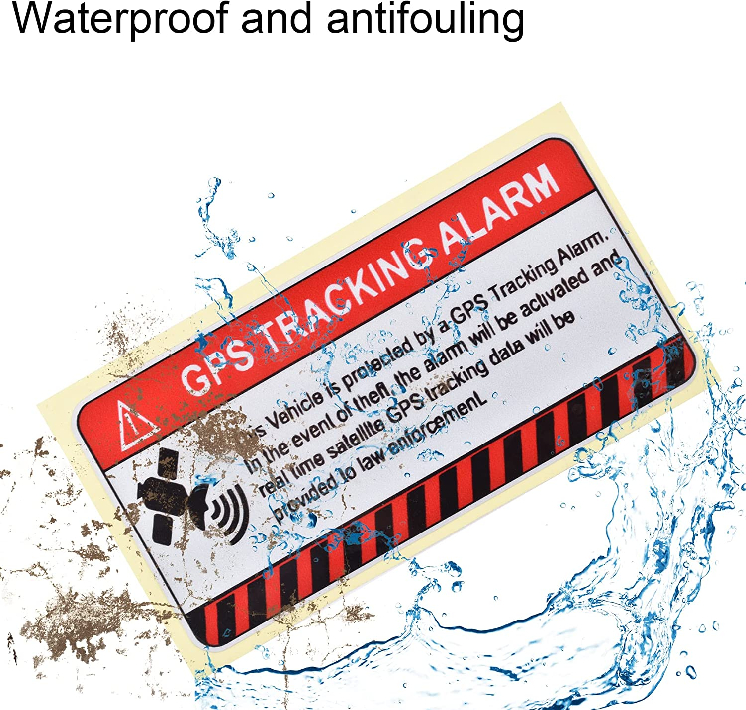 10 Pcs GPS Tracking Sticker, Car Alarm Sticker, Self Adhesive Anti-Theft Car Decals with GPS Tracking Warning Sign, 2 X 4 Inch image number 3