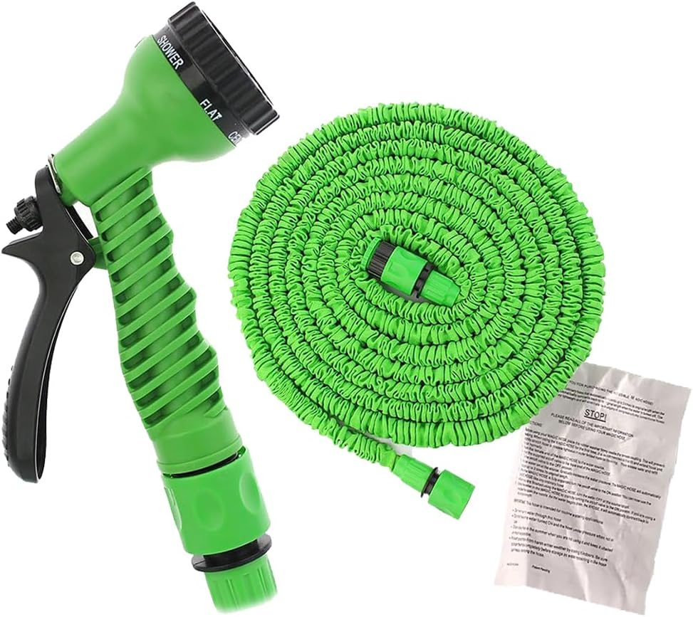 7 Function Spray Hose, Flexible Garden Hose, Expandable Water Hose, Multi Functional Garden Spray Hose,Suitable for Watering Plants Car Wash Gardening (Green, 15M) image number 6