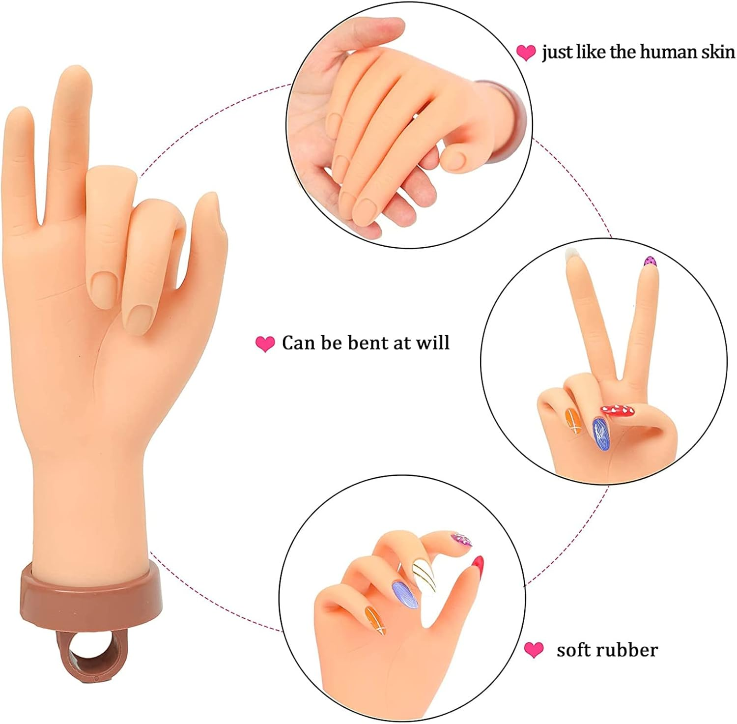 Nail Practice Hand for Acrylic Nails, Mannequin Hands for Nails Practice, Flexible Fake Hands to Practice Fake Nails Bendable Fake Hand Manicure Practice Hands Nail Art Training Hand 1Pc image number 4