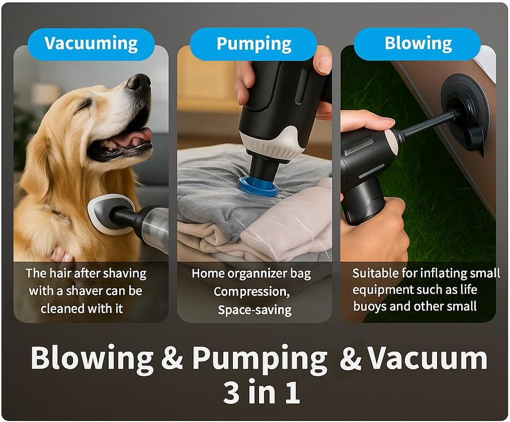 Paws2U Car Vacuum Cleaner, Powerful Handheld Vacuum Cordless, Rechargeable Portable Lightweight Mini Vacuum Cleaner Compressed Air Duster Air Blower for Car Home Pet Hair Deep Cleaning image number 2