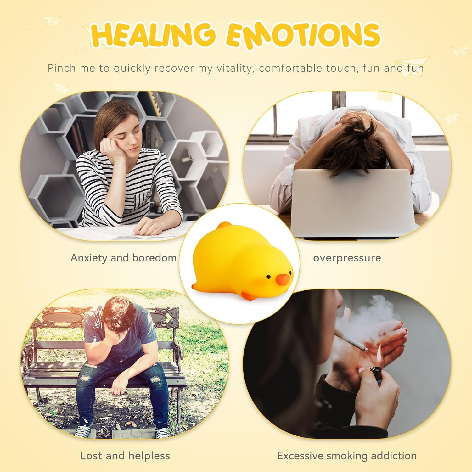 Duck Squishy Stress Balls for Kids and Adults, Dough Ball,Squishy Toys, Squeeze Sensory Toys, Animal Squeeze Stress Balls Squishy Fidget Toys for Anxiety Relief, Squishy Ball for Autism ADD/ADHD image number 3