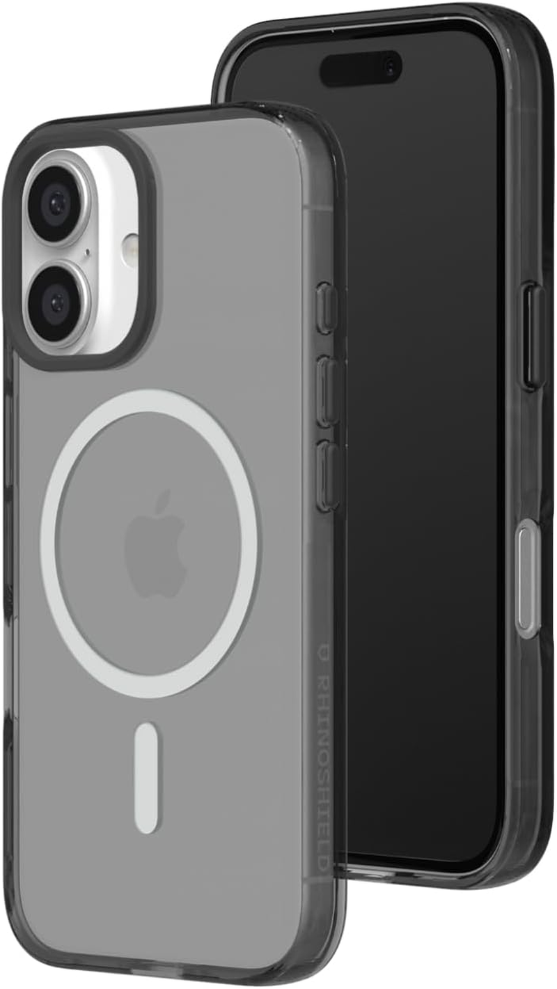 Rhinoshield Clear Case with Camera Control Capture Button Compatible with Magsafe for Iphone 16 | Superior Magnetic, Advanced Yellowing Resistance, Protective Phone Case - Black Camera Ring