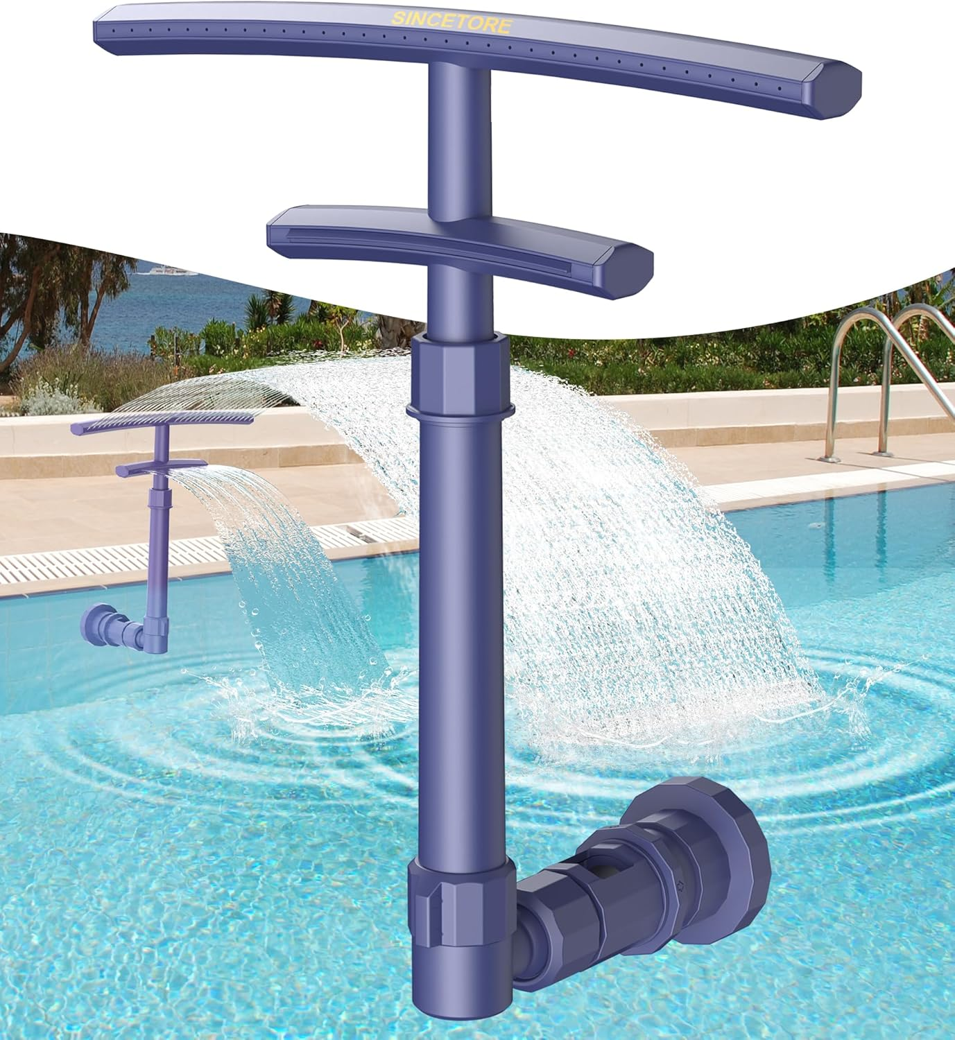 Pool Fountain for above and Inground Pools, 2 in 1 Dual Spray Pool Waterfall Aerator, Adjustable Pool Sprinkler Fountain Swimming Pool Cooler, above Ground Pool Accessories Pool Decor image number 2