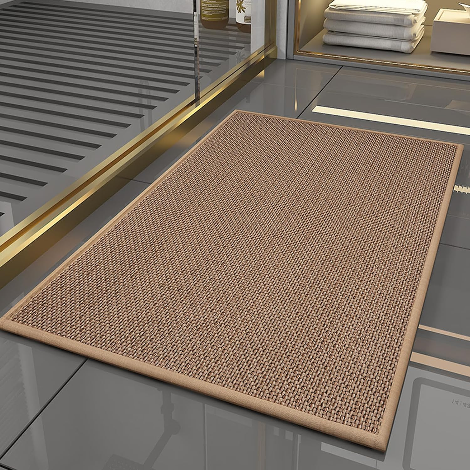 Door Mat Indoor Rugs, Durable Entrance Mat, Non-Slip and Washable, Suitable for Indoor Entrances, 75 X 45 Cm, Brown