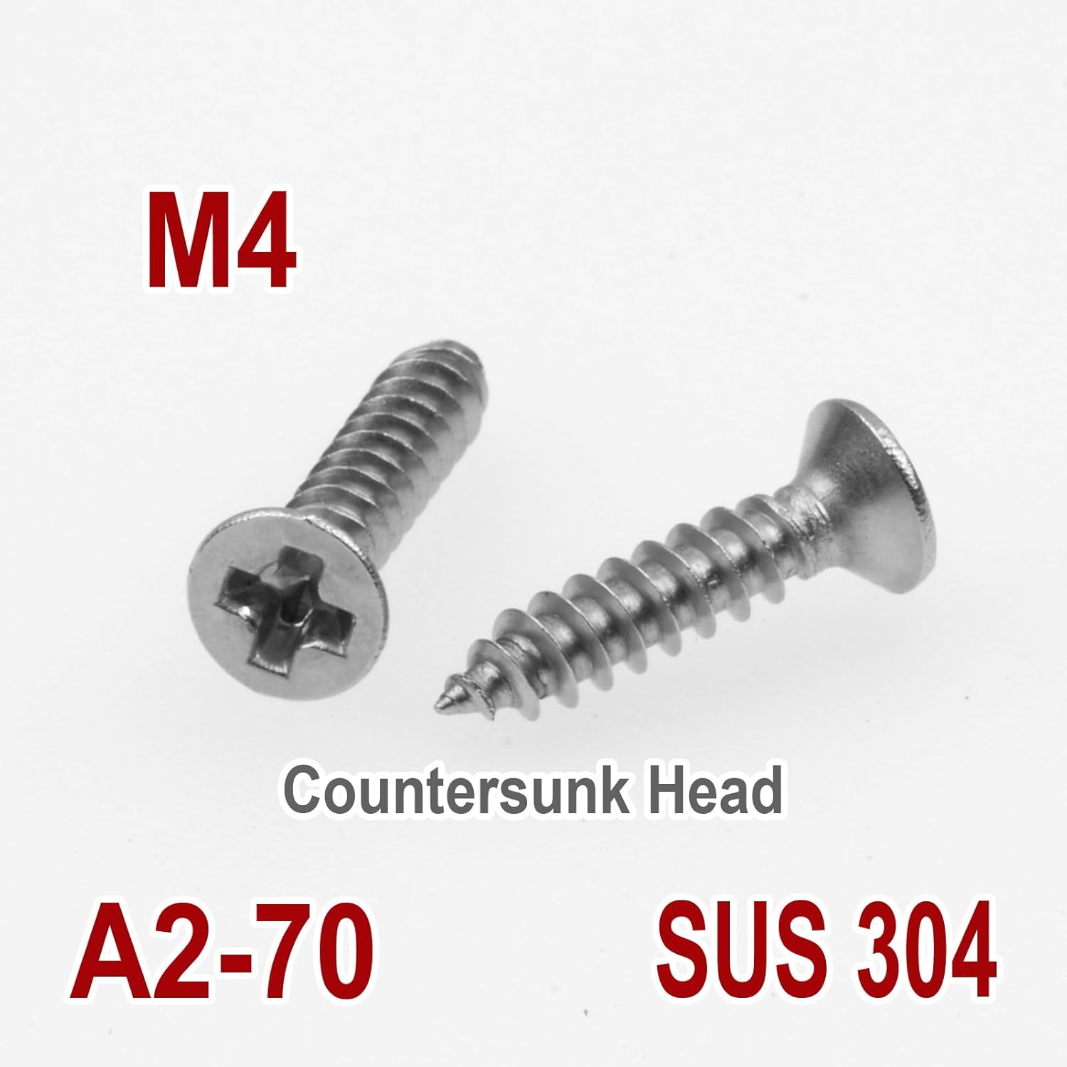 600X M4 Flat Countersunk Head Screws Wood Bolts 304 Stainless Steel Self-Tapping Phillips Assorted Assortment Kit Drilling Cross SUS Furniture
