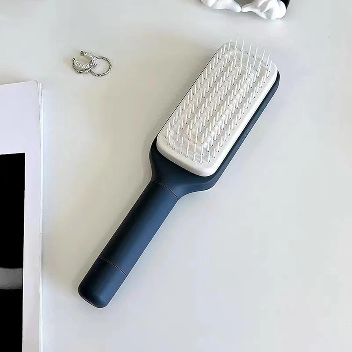 CARRORABI Easy Clean Self-Cleaning Massage Hair Brush - Multipurpose Anti-Static Comb for Men & Women(Gray) - Gray image number 5