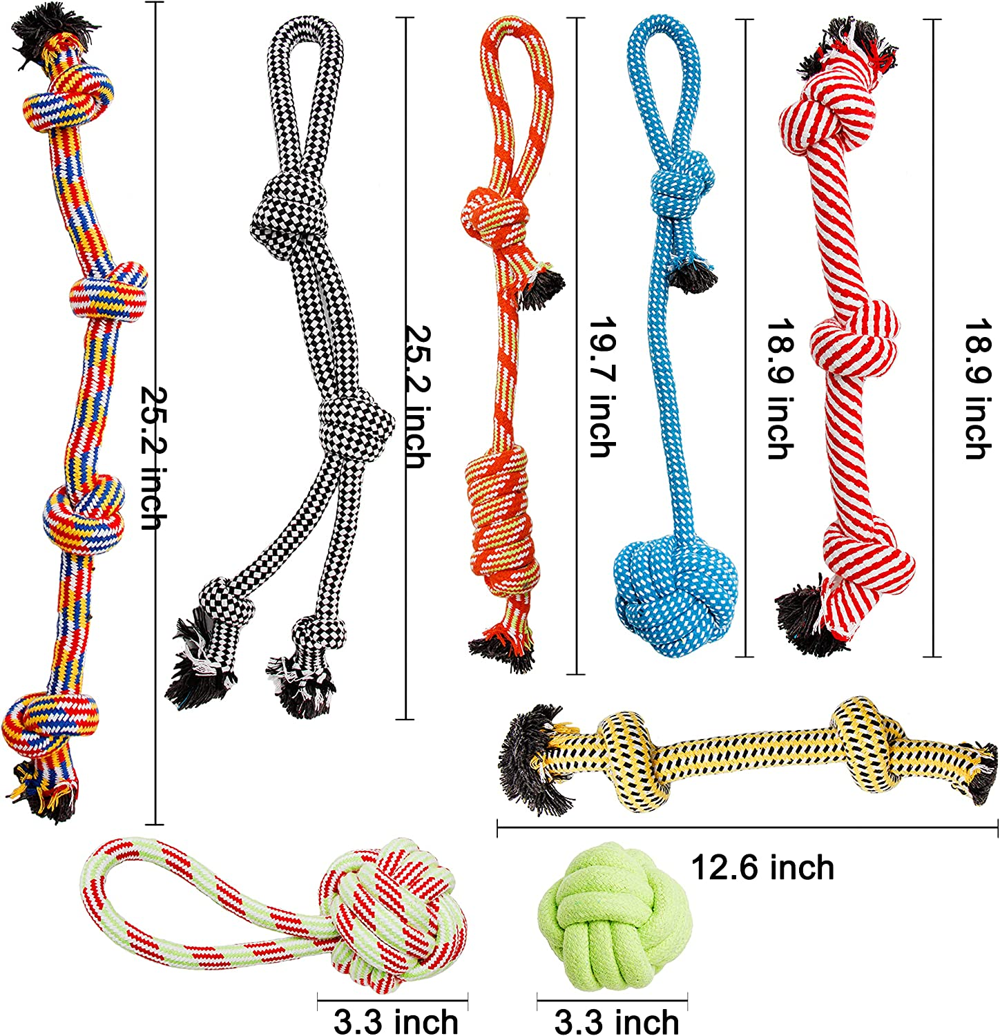 Dog Rope Toys, 8 Pack for Large to XL Large Dogs (35Lbs to 85Lbs+), Dental Health, Natural Rope, Tug Toy image number 3