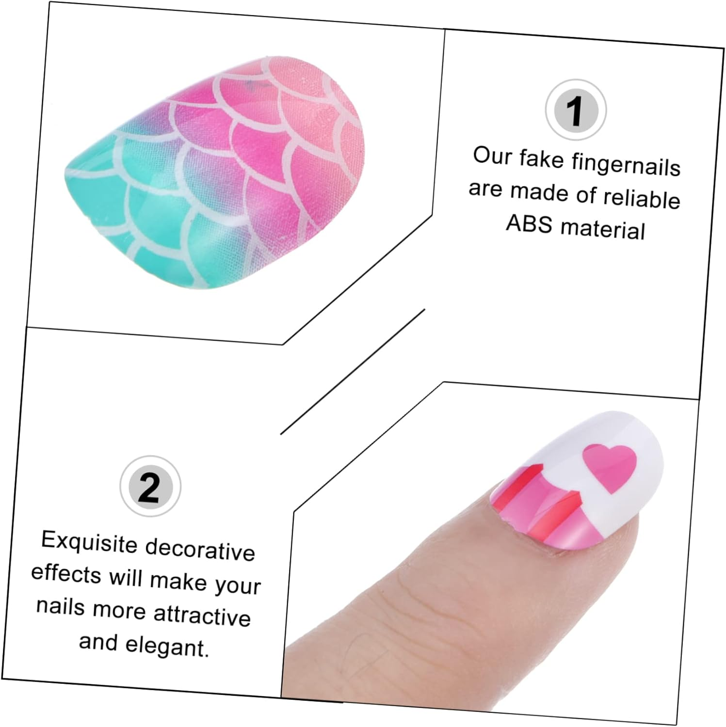 MUSISALY 120Pcs Kids False Nails Set Short Full Cover Fake Fingernails for Girls Press-On Nail Art Kit Glossy Finish Suitable for Diy Decoration and Parties image number 2