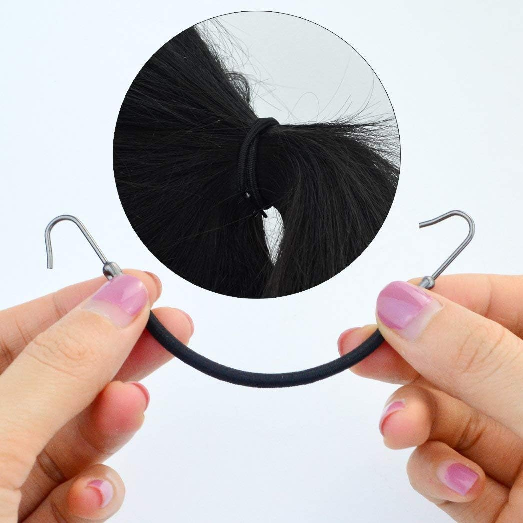 Fsfsdg 24 Pieces Black Ponytails Hooks Elastic Hair Ties Band Rubber Bands Holder Hair- Styling for Women Girls Suitable for Thick Thin Hair image number 3
