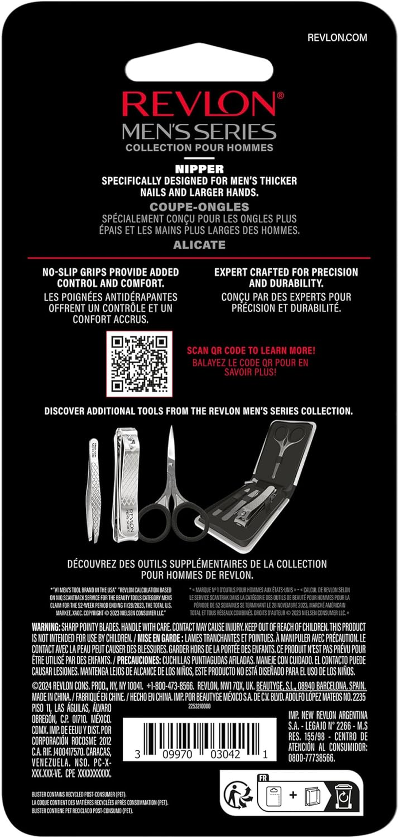 Revlon Nail Clipper for Men, Durable for Tough Fingernail and Toenail Trimming, Ergonomic No-Slip Grip Handle, Stainless Steel, 1 Count image number 3