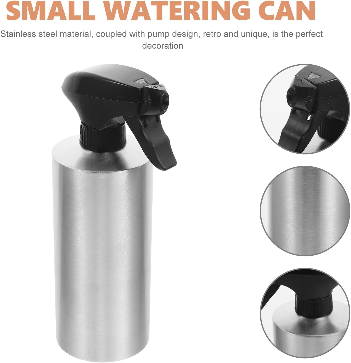 Toddmomy Watering Can Water Spray Bottle for Hair Plant Pots Indoor Metal Water Bottle Plant Mister Pots for Plants Pots for Indoor Plants Hand Pressure Stainless Steel Sprinkler image number 1