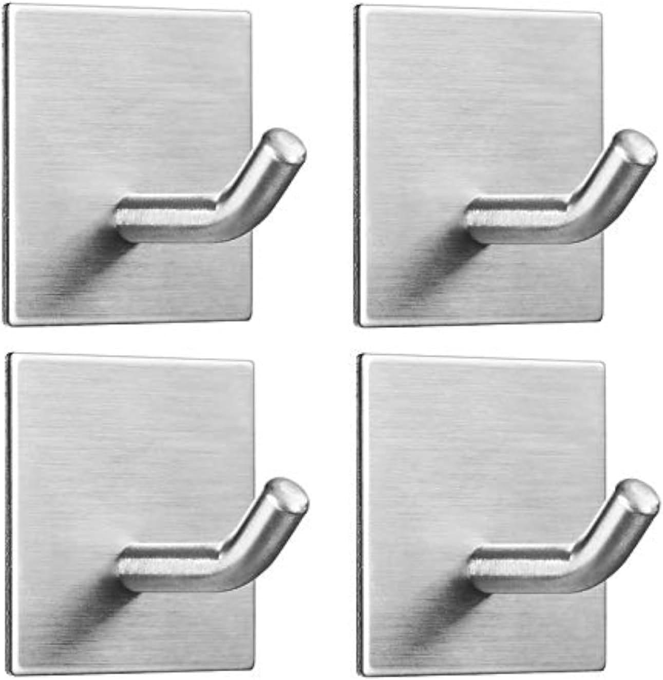 FOMANSH Heavy Duty Stainless Steel Adhesive Hooks, 6 Pack Black, Modern Design, 15Lbs Capacity, Wall Mount, Kitchen Bathroom Home Office Use