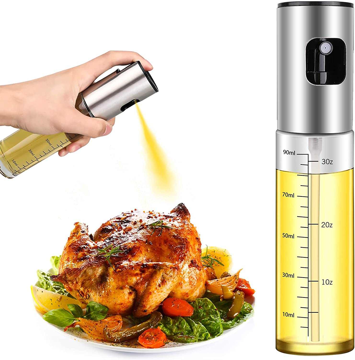 2 Pack Stainless Steel Oil Sprayer Mister for Cooking, Salad, BBQ, Roasting, 200Ml image number 6