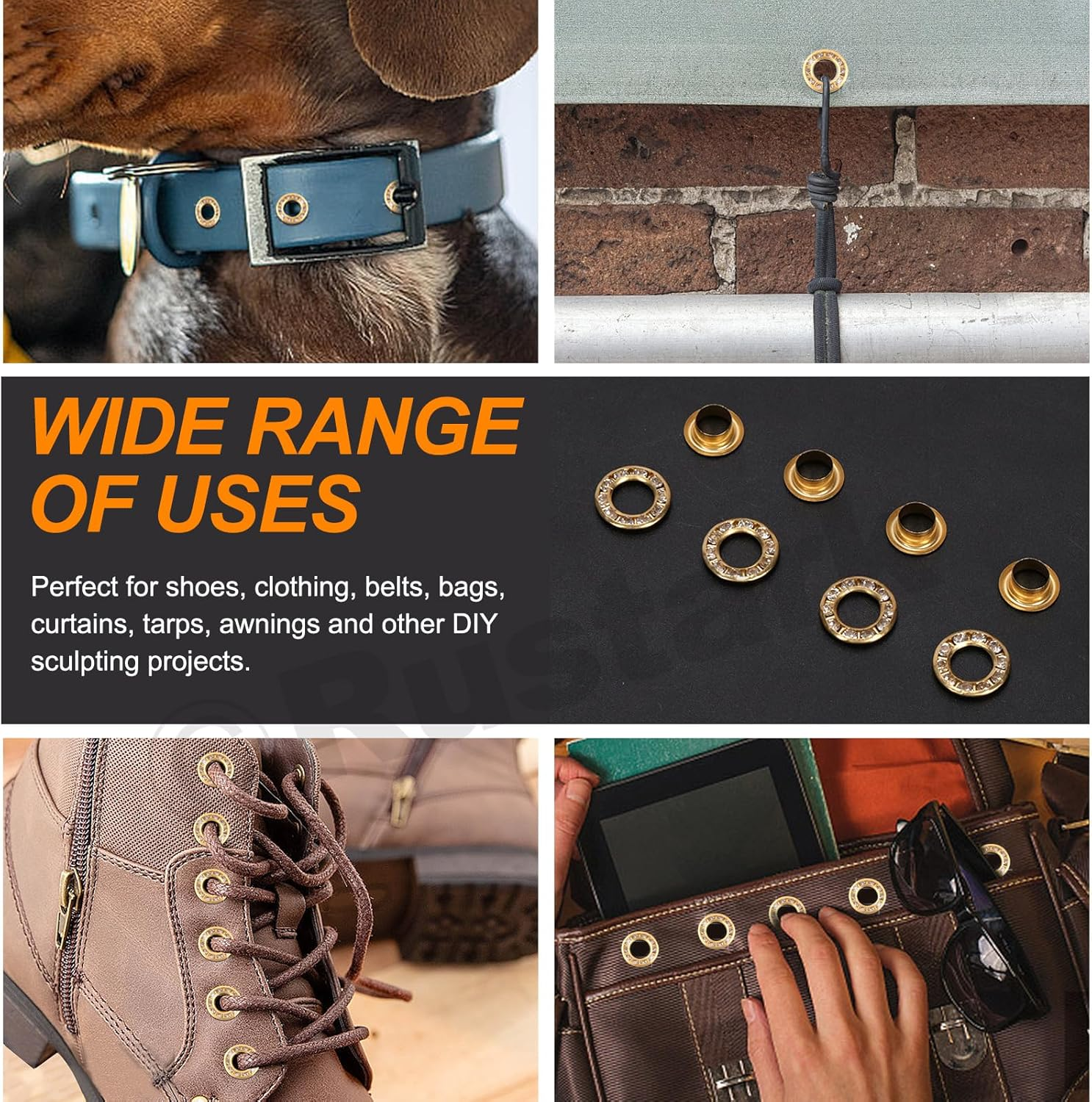 Rustark 100Pcs Gold 1/4 Inch Rhinestone Eyelet Grommet Eyelets and Grommets with Sparkling Design Metal Eyelet with Washer Hole Punch Shiny Rhinestone Boot Eyelet for Clothing Crafts DIY Projects image number 4