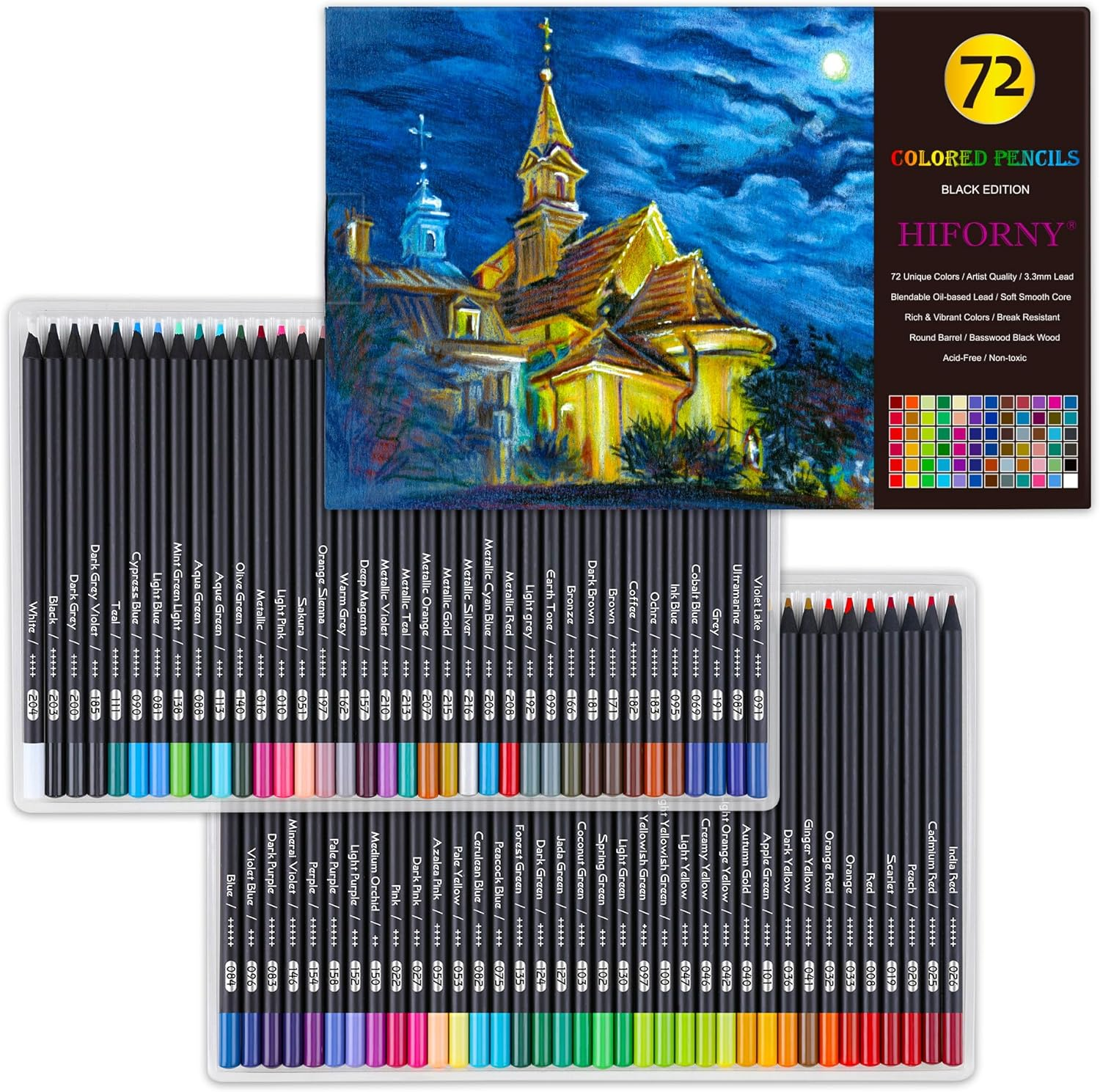 Premium Black Edition Colored Pencils for Adults Coloring &ndash; 72 Coloring Pencils with Smooth Pigments,Artists Soft Core,Drawing Pencils Art Supplies for Adults Beginners image number 4