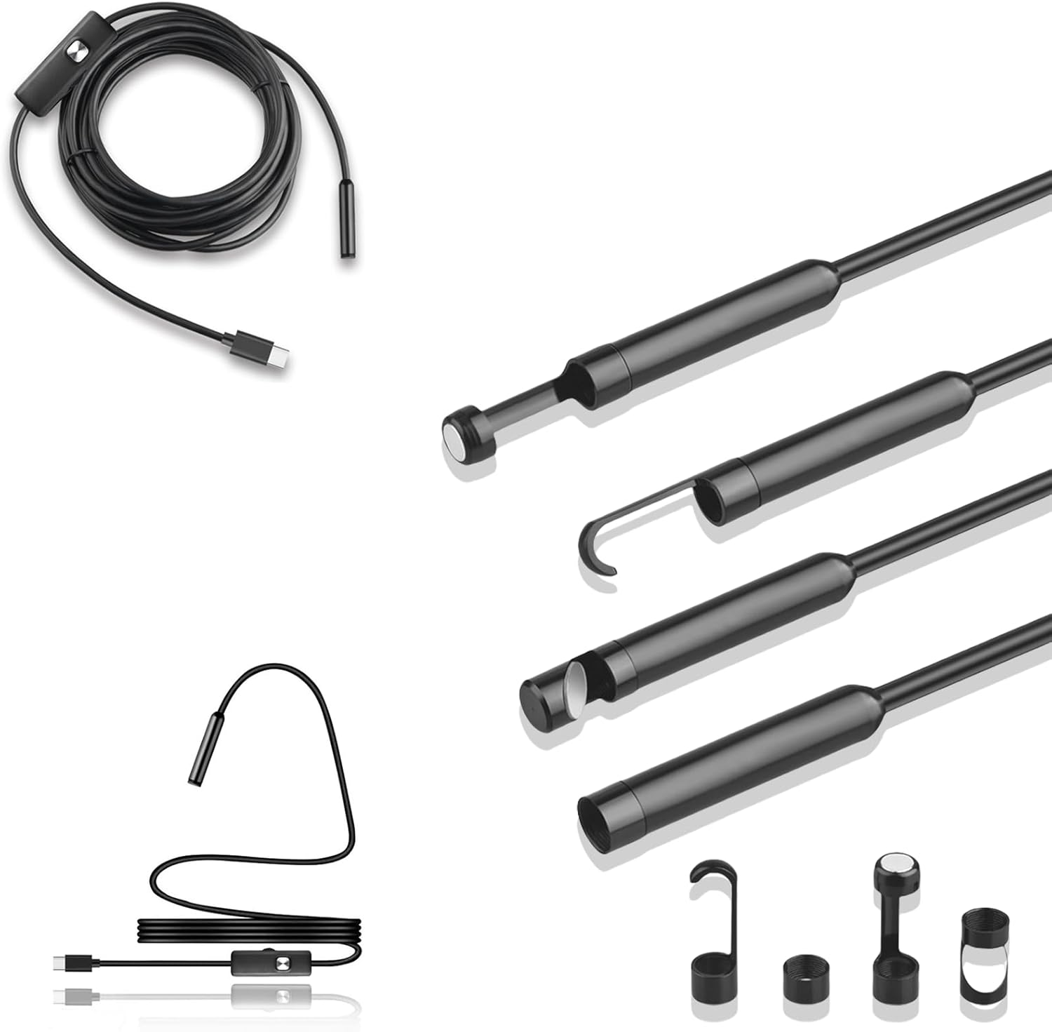 Jeyzuroa Endoscope Inspection Camera - 1080P HD Rigid Endoscope, IP68 Waterproof Endoscope Borescope with 8 LED Lights, Flexible Snake Camera for Iphone, Ipad and Android (5M) image number 1