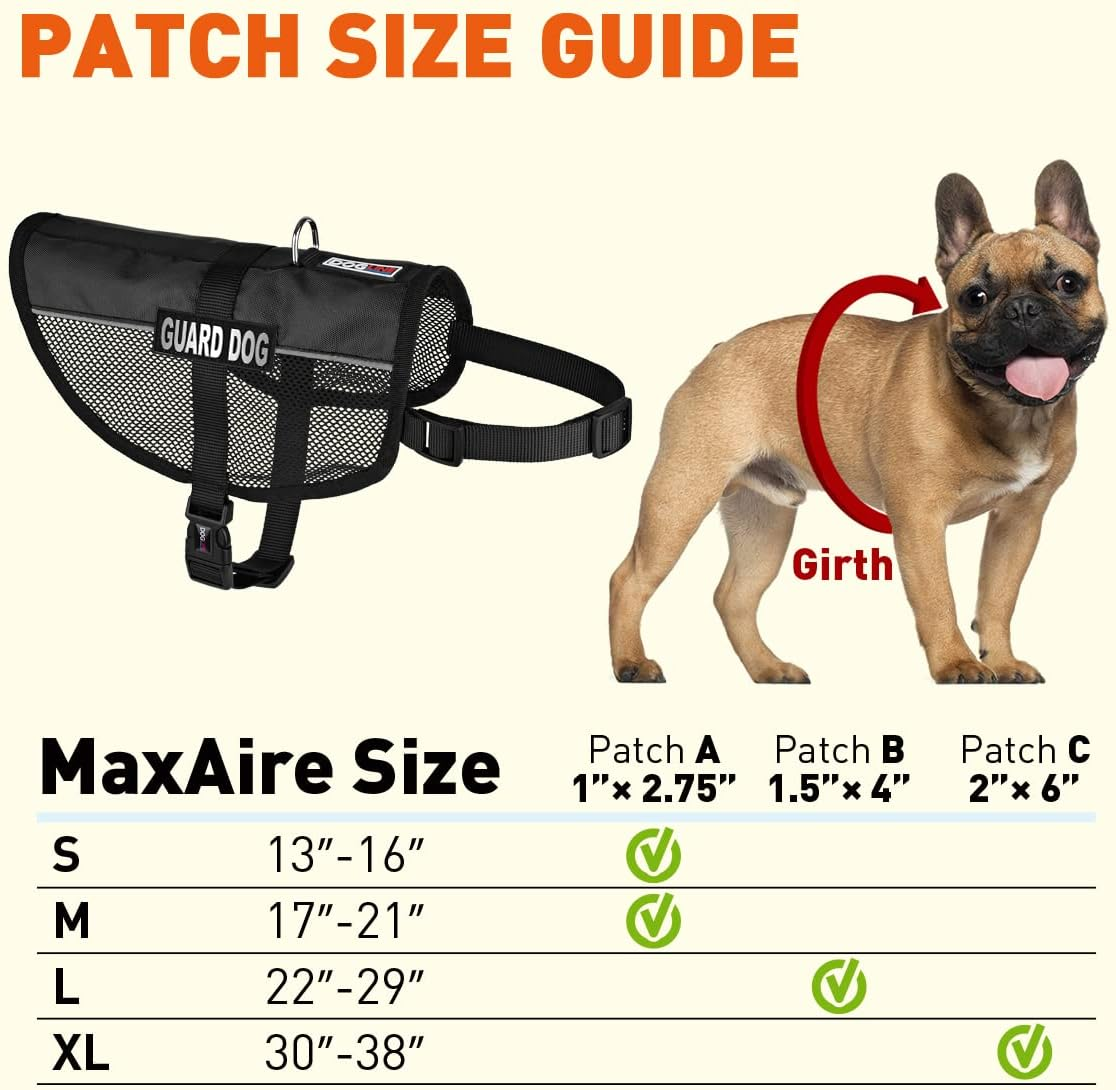 Dogline 22"-29" Maxaire Multipurpose Mesh Vest for Dogs & 2 Removable Guard Dog Patches, Large, Black image number 6