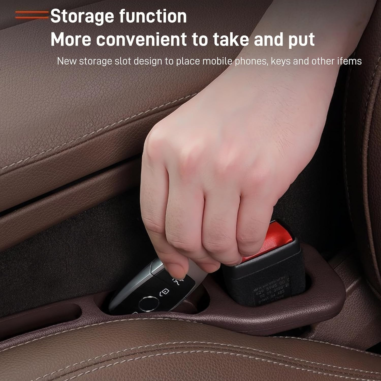 2PCS Car Seat Gap Organiser with Phone Holder - Elastic Leather Storage Box for Mobile Phone, Keys, Cards - Fits between Seat & Console to Prevent Items Falling image number 3