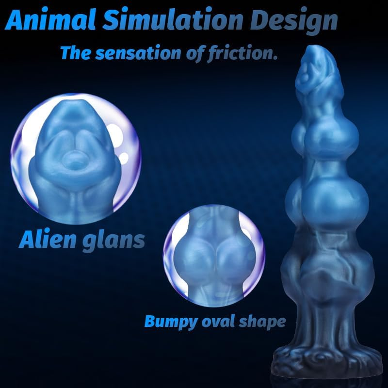 Huge Monster Dog Knot Dildo - Giant Fantasy Horse Silicone Dildos for Anal & G-Spot, Thick Dog Knot G-Spot Dildo Anal Sex Toy with Strong Suction Cup, Adult Sex Toys & Games for Men, Women, Gay (Blue, M) image number 6