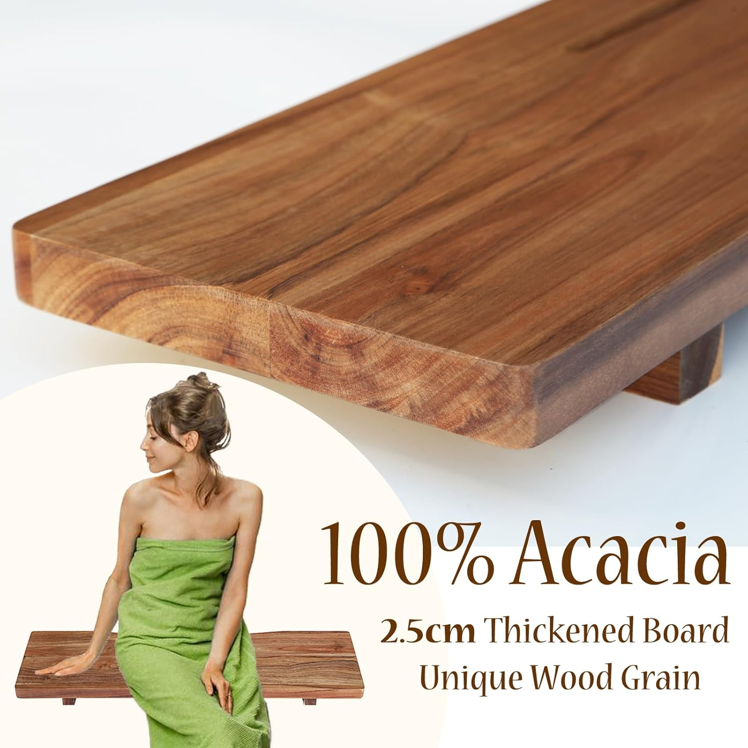 Premium Acacia Wood Bathtub Tray Caddy with Adjustable Legs, Minimalistic Design Bath Tray for Tub, Bathtub Accessories, Fit Standard Bath Tubs, Gift Idea for Women image number 2