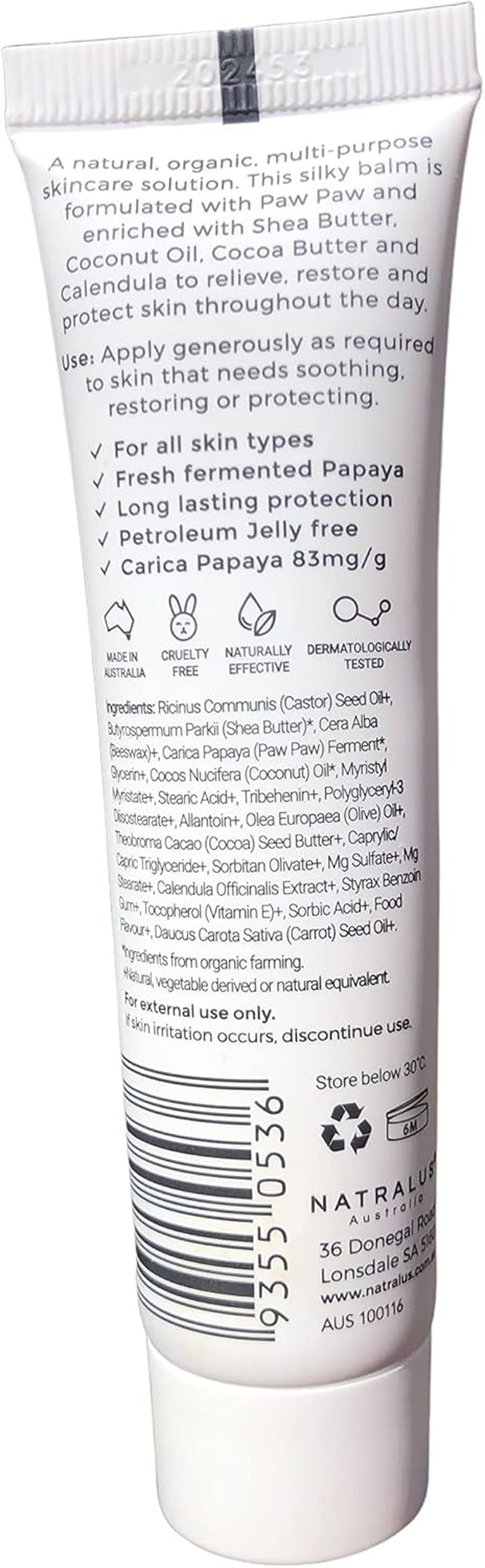 NEW Natralus Essential Paw Paw Lip Balm 25G image number 2