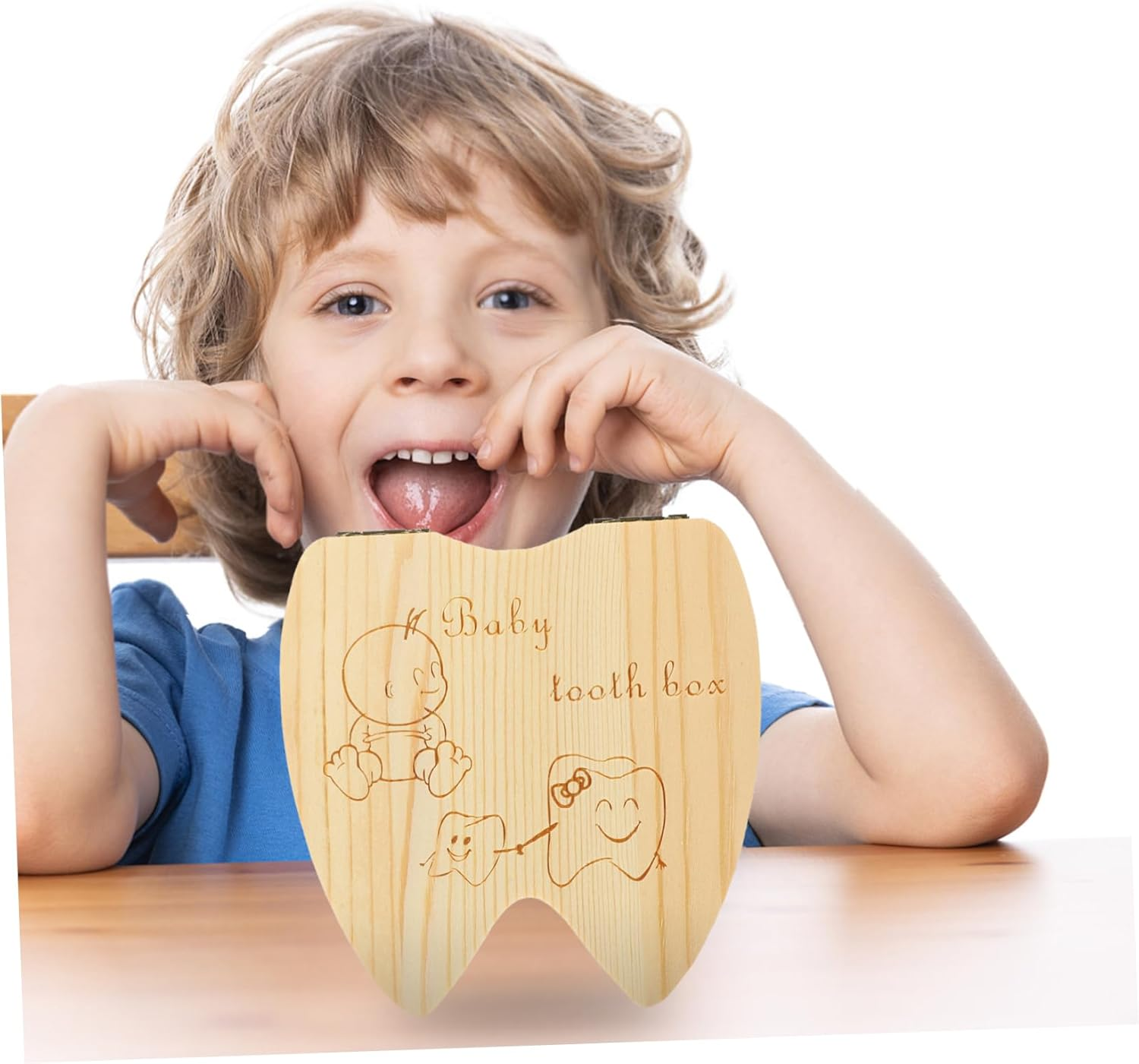 Wooden Baby Tooth Box Keepsake Container for Kids Boys and Girls Tooth Storage Holder Suitable For image number 4