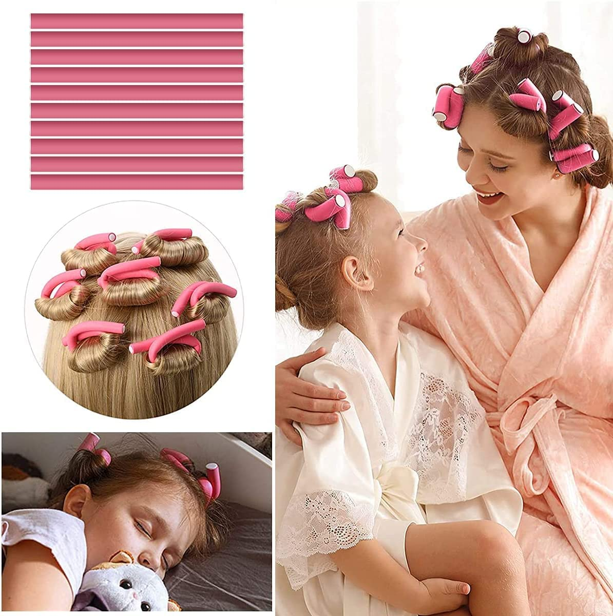 10Pcs Twist Foam Hair Rollers, Flexible Foam Curling Rods, No Heat Flexible Twist Foam Curling Rods Hair Curlers, Soft Bendy Twist Sponge Heatless Curls Rods