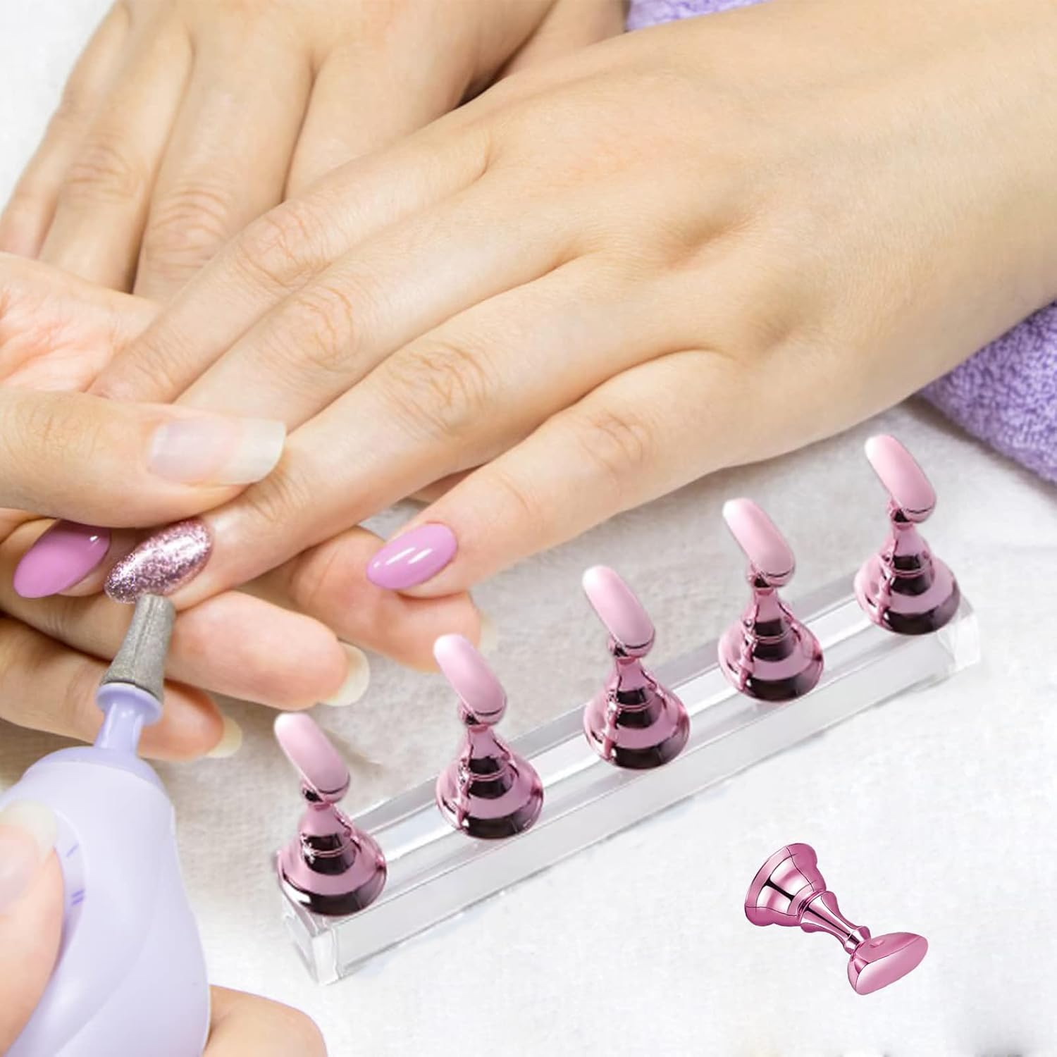 Custelen 2 Sets Rose Gold Magnetic Nail Stand for Press-On Nails Display &mdash; Ideal for Painting Practice and Acrylic Nail Art &mdash; Beginner to Pro, Includes Salon-Quality Accessories