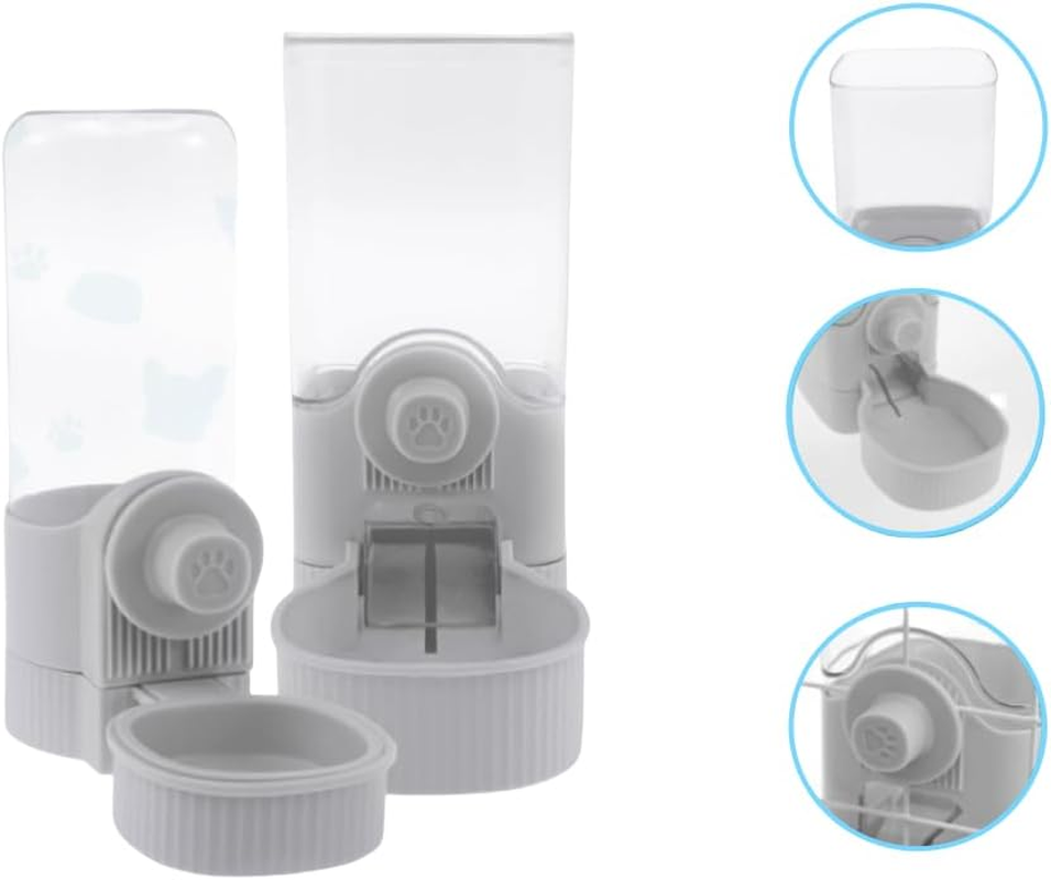 GYWHOOFT Rabbit Food Water Dispenser,Hanging Automatic Pet Food Water Dispenser, Cage Cat Food Bowl Dog Feeding Station for Puppy and Kitten Rabbit Chinchilla Hedgehog Ferret(Gray)