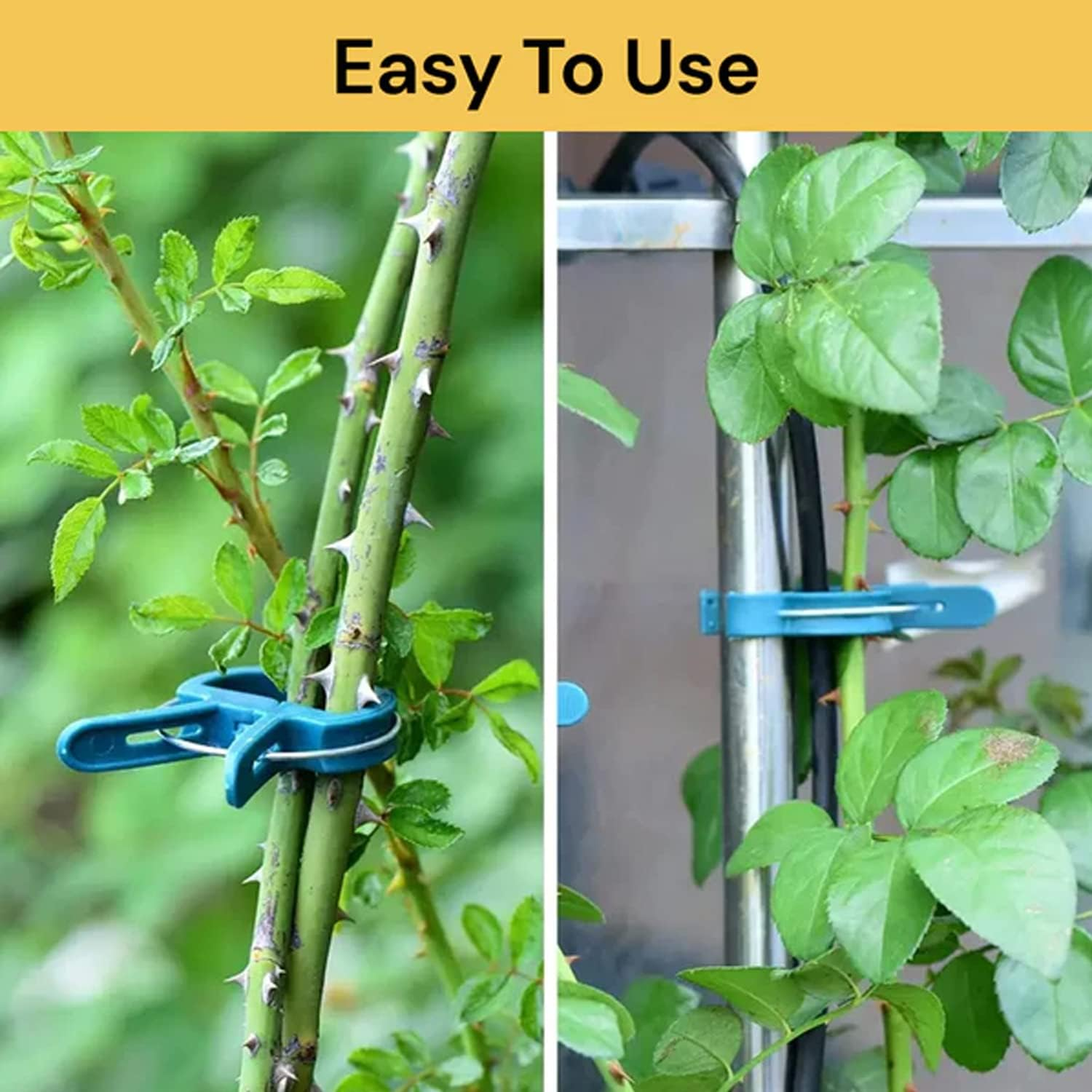 EZONEDEAL Plant Ties Reusable Garden Tape with 20Pcs Plant Clips Reusable Adjustable Thicker Support for Growing Strong Grip Gentle Plant & Flower Clips for Supporting Stems image number 5