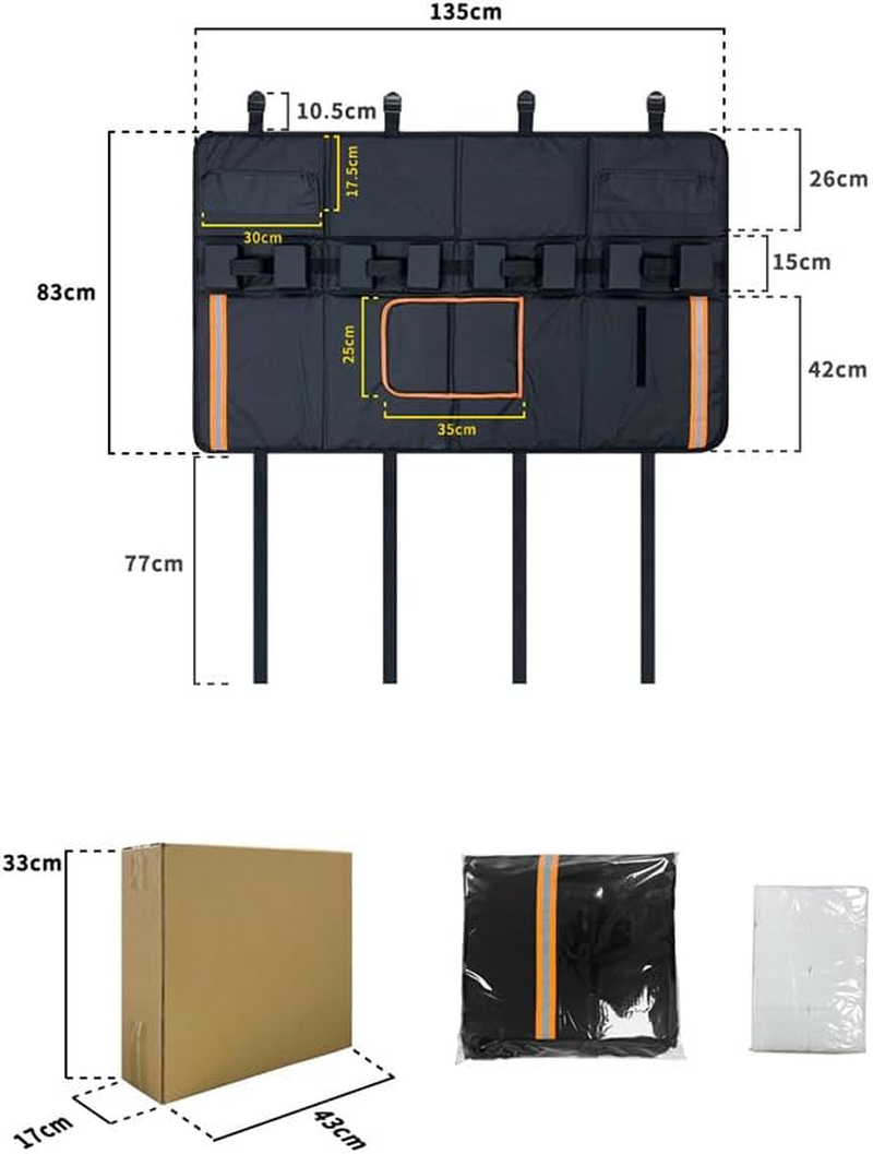 Pickup Truck Tailgate Protection Pad,Waterproof Truck Tail Gate Cover,Heavy Duty Bikes Transport Cushion,Portable Tailgate Protector with Reflective Strips for Outdoor Biking Safety Accessory image number 3