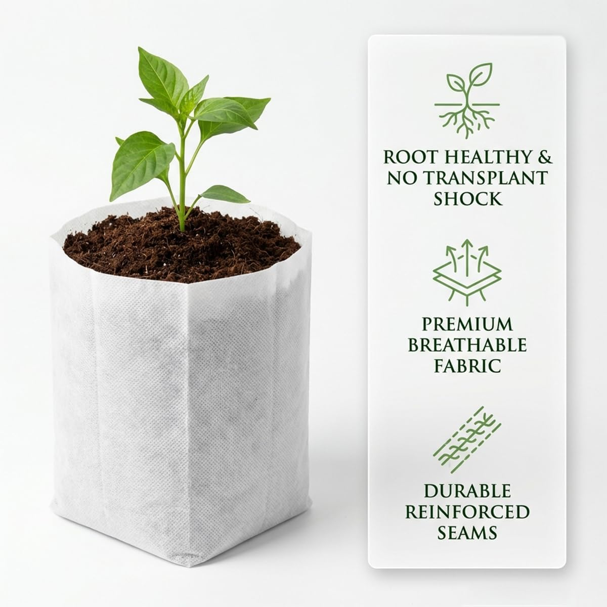 Gardtree Plant Nursery Bags 11.7&rdquo; X 13.5&rdquo; 50PCS, Non-Woven Biodegradable Plant Grow Bags Fabric Seedling Starter Pots for Vegetable Flower Fruit Saplings Tree, Home Garden Supply